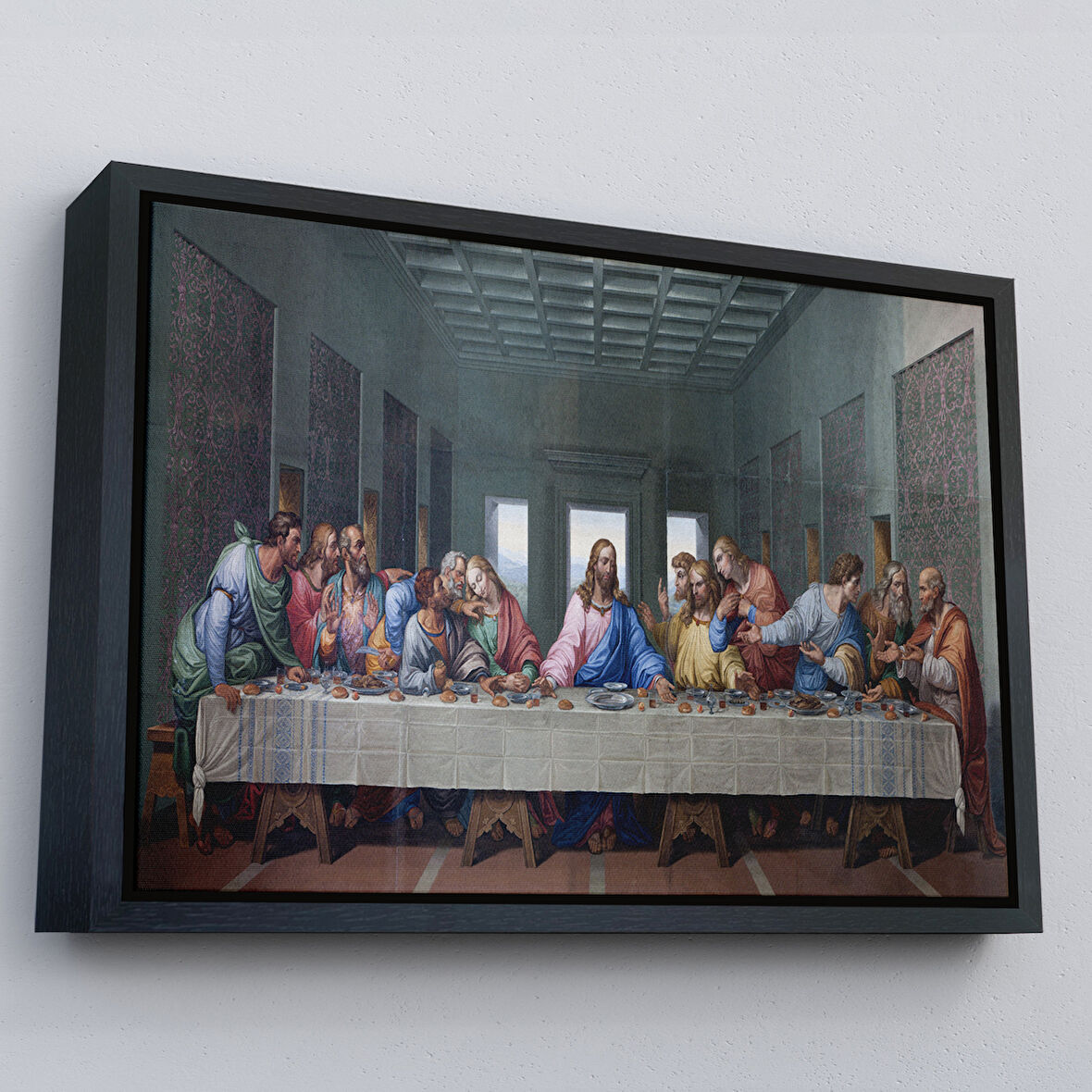 Siyah Çerçeveli Da Vinci'nin Son Akşam Yemeği Kanvas Tablo