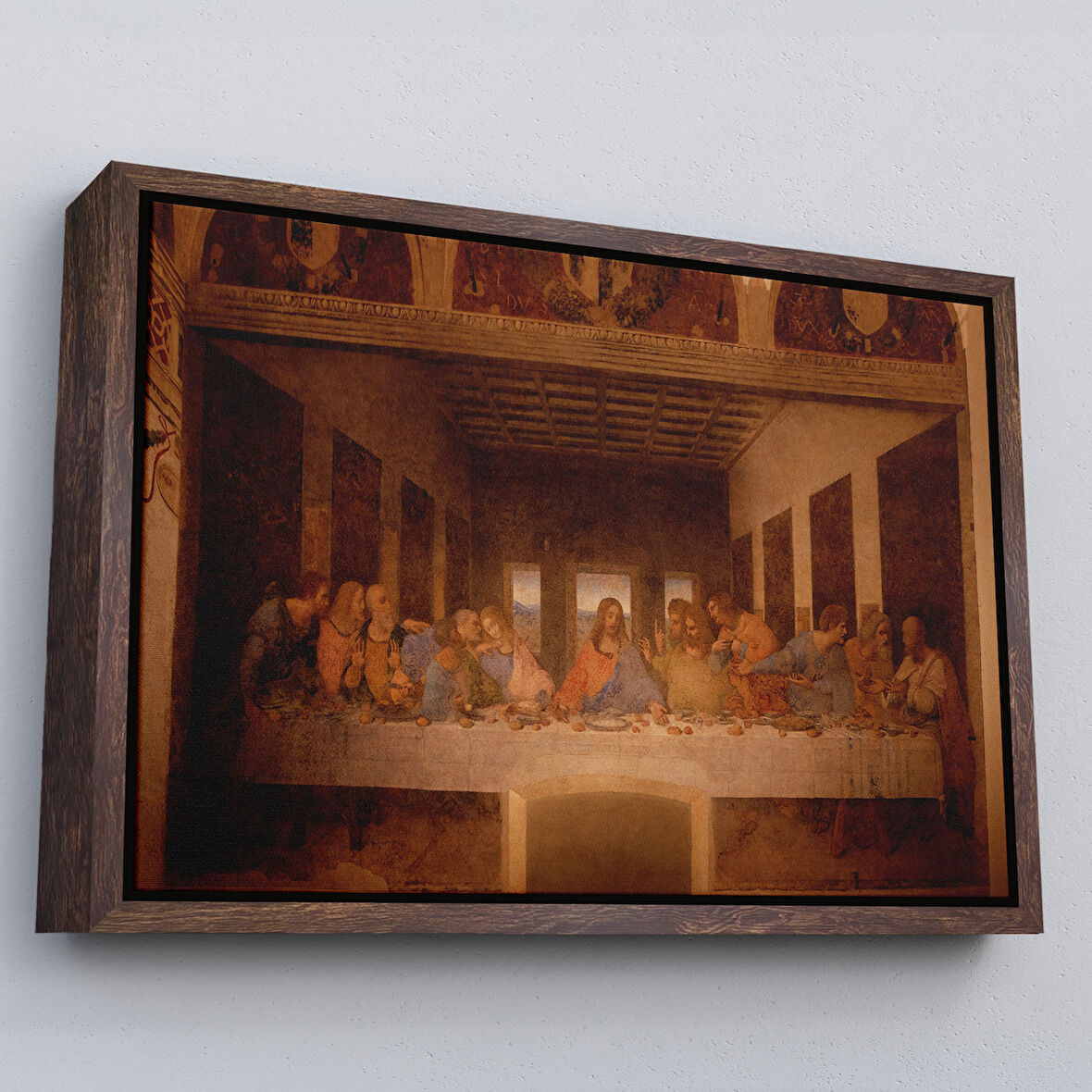 Kahverengi Çerçeveli Da Vinci'nin Son Akşam Yemeği Kanvas Tablo