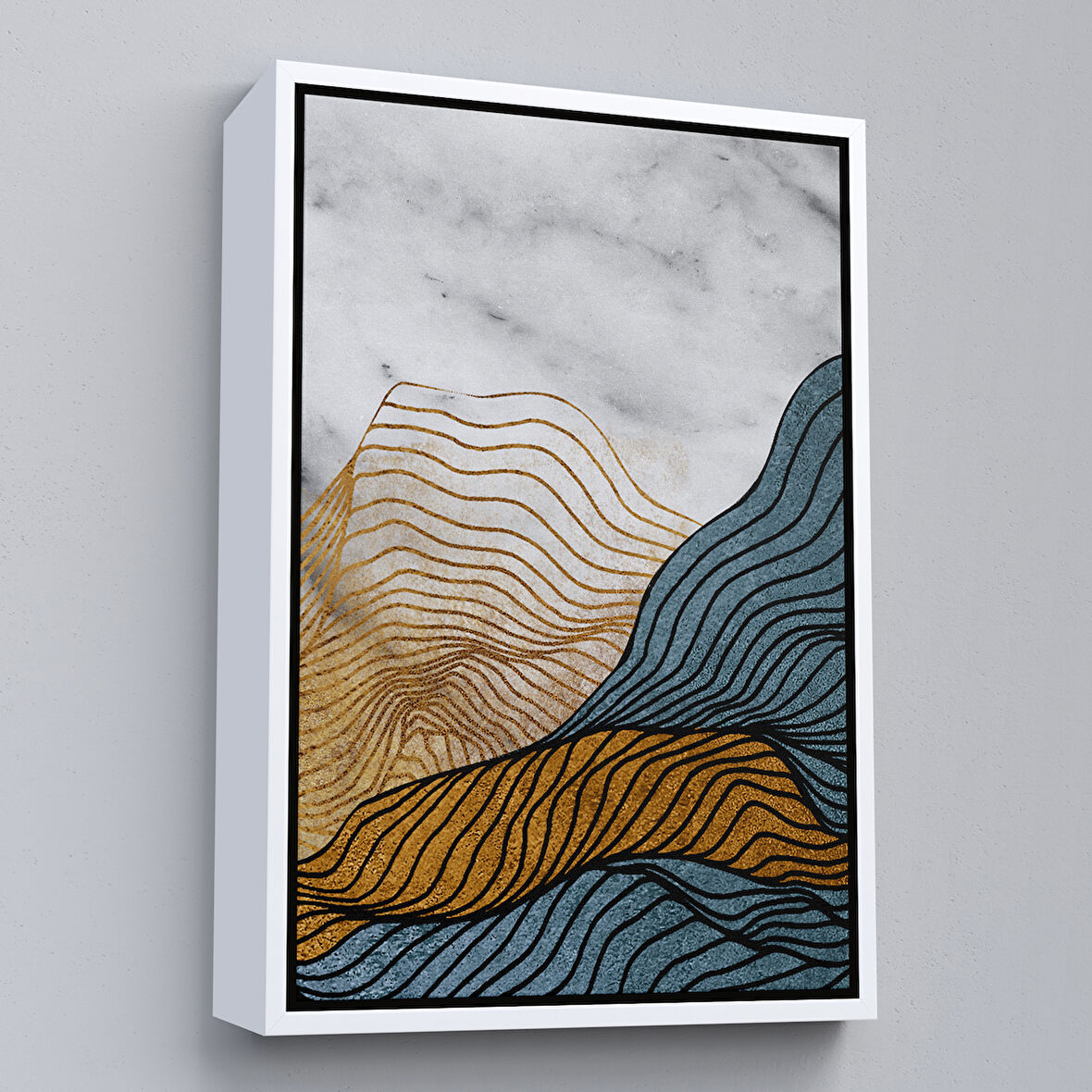 Beyaz Çerçeveli Modern Renkli Soyut Tablo