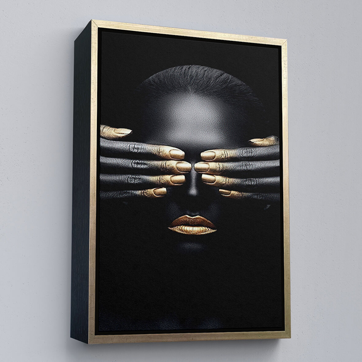 Altın Çerçeveli Afrikalı Kadın Duvar Sanatı, Afrikalı Kız Kanvas Tablosu