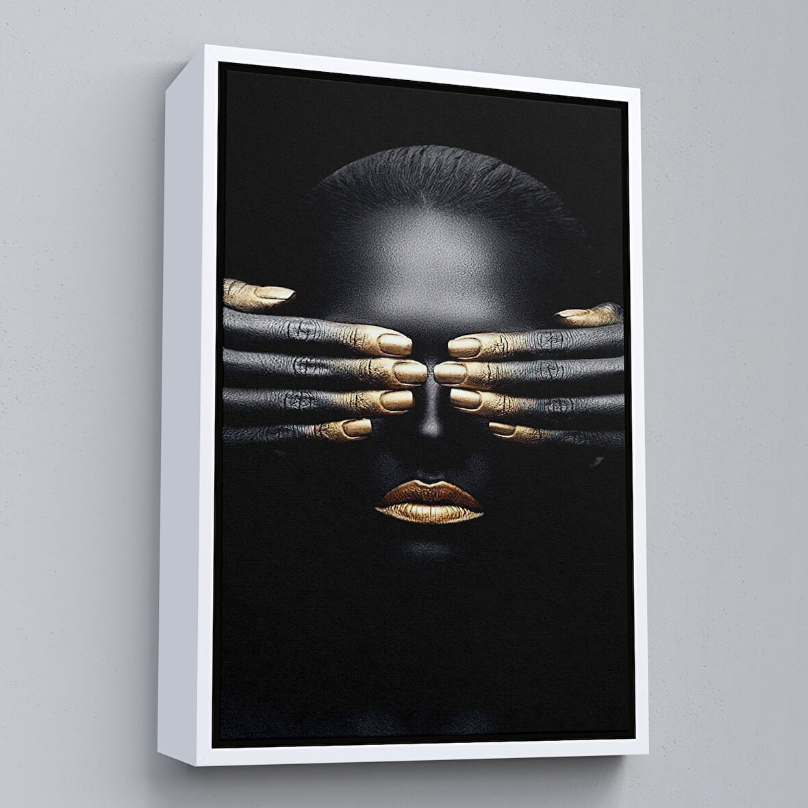 Beyaz Çerçeveli Afrikalı Kadın Duvar Sanatı, Afrikalı Kız Kanvas Tablosu