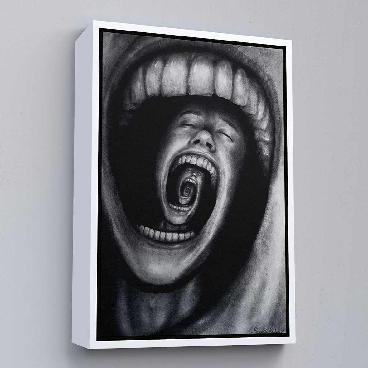 Beyaz Çerçeveli Depresyon ve Ruh Sağlığı Sanatı Duvar Sanatı Kanvas Tablo