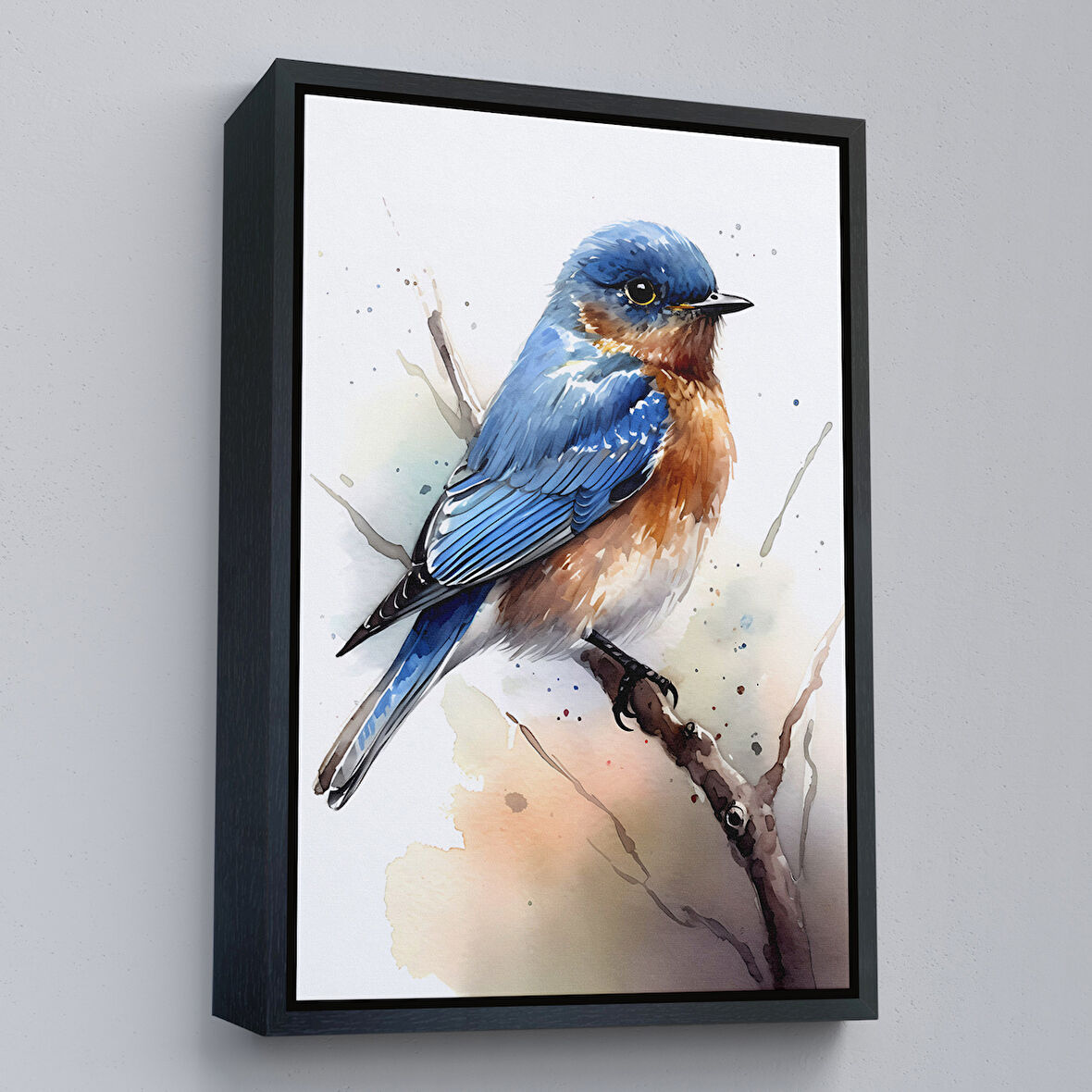 Siyah Çerçeveli Soyut Mavi Kuş Tablosu