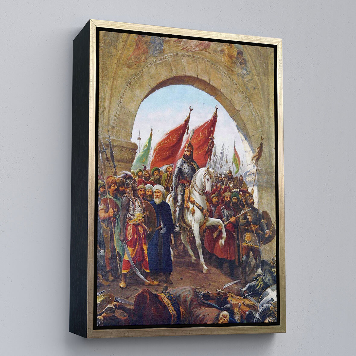 Altın Çerçeveli Fausto Zonaro Fatih Sultan Mehmet İstanbul'a Girerken Kanvas Tablo