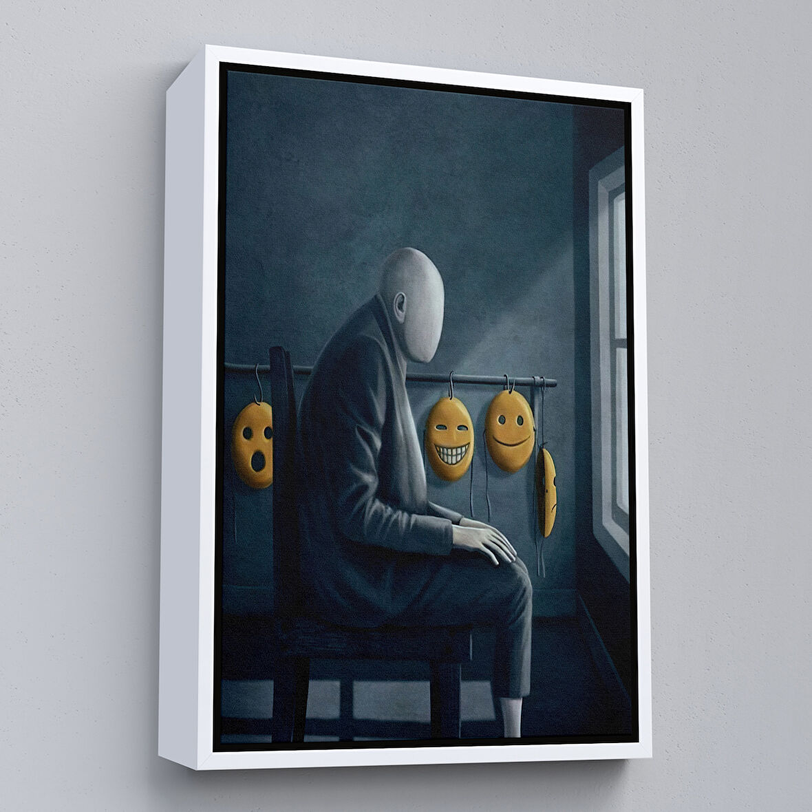 Beyaz Çerçeveli Gerçeküstü Psikolojik Trans Kanvas Tablo