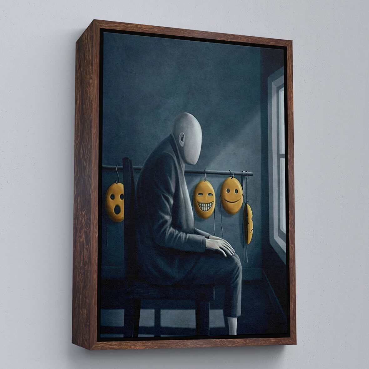 Kahverengi Çerçeveli Gerçeküstü Psikolojik Trans Kanvas Tablo