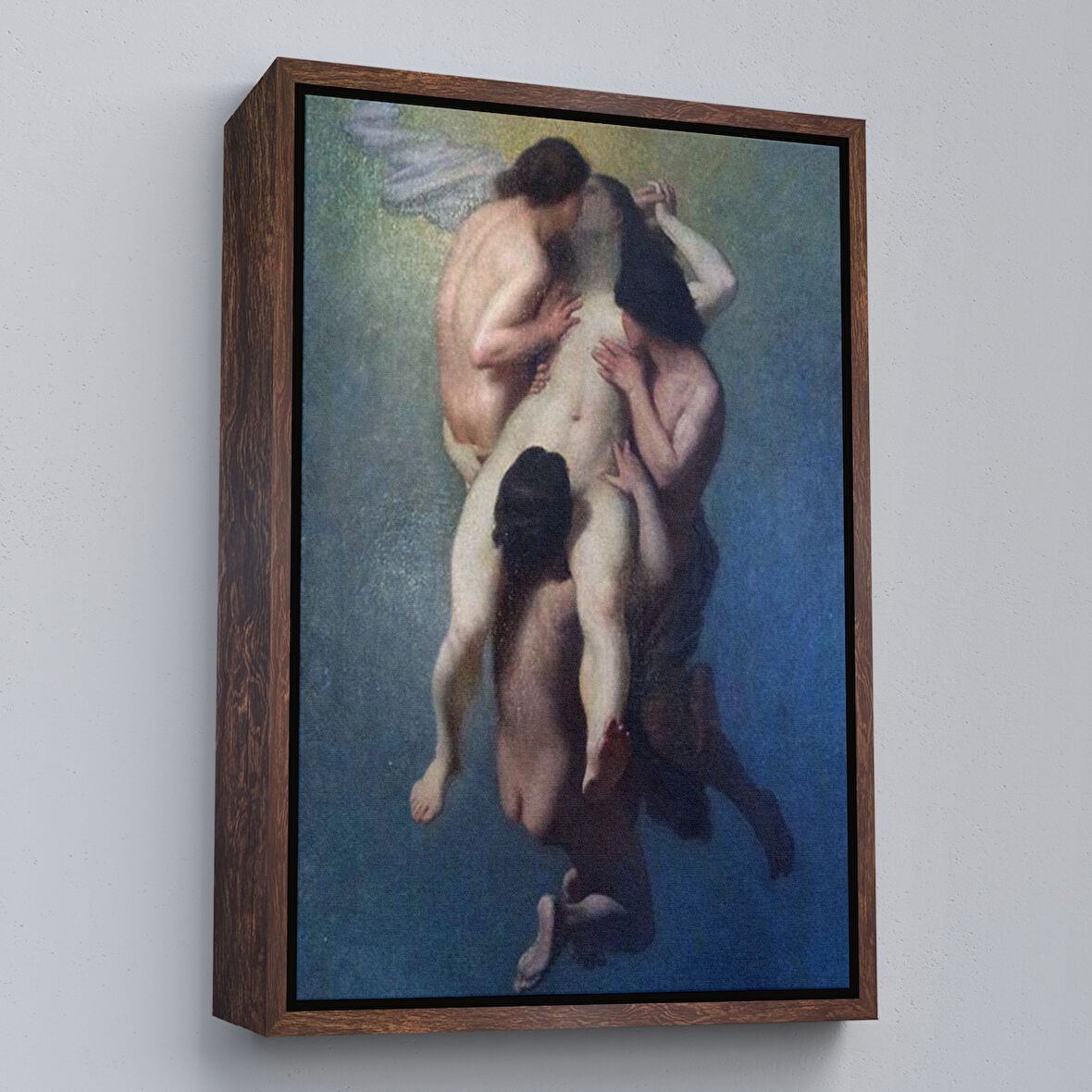 Kahverengi Çerçeveli Nicolas Francois Octave Tassaert, La Femme Damnée (1859) Klasik Kanvas Tablo