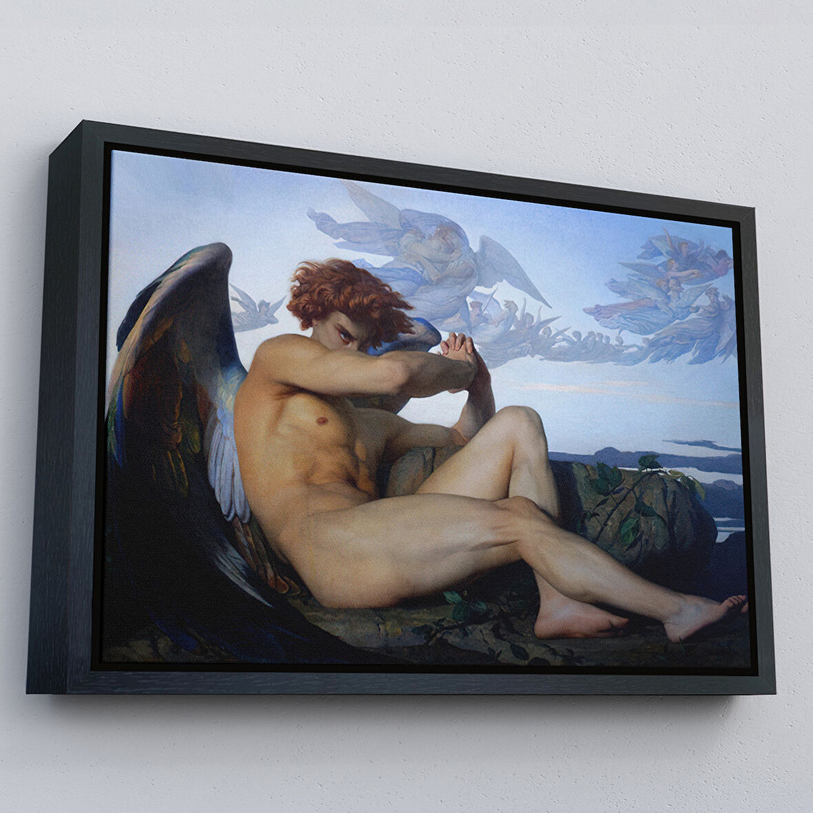 Siyah Çerçeveli Alexandre Cabanel Fallen Angel's Eyes Kanvas Duvar Sanatı, Klasik Sanat Tablo