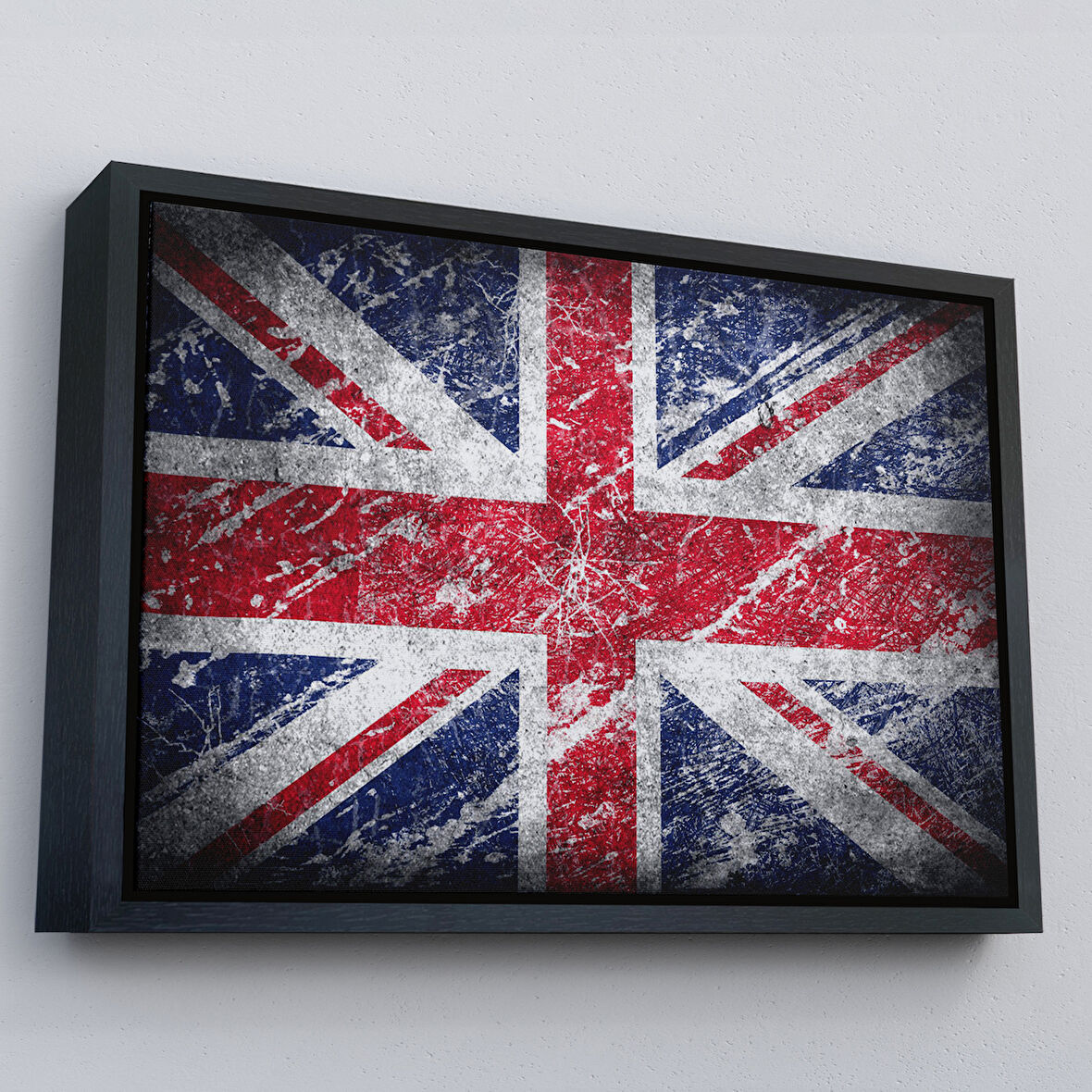 Siyah Çerçeveli İngiltere Bayrağı Rustik Kanvas Tablo, Ev ve Ofis Dekoru