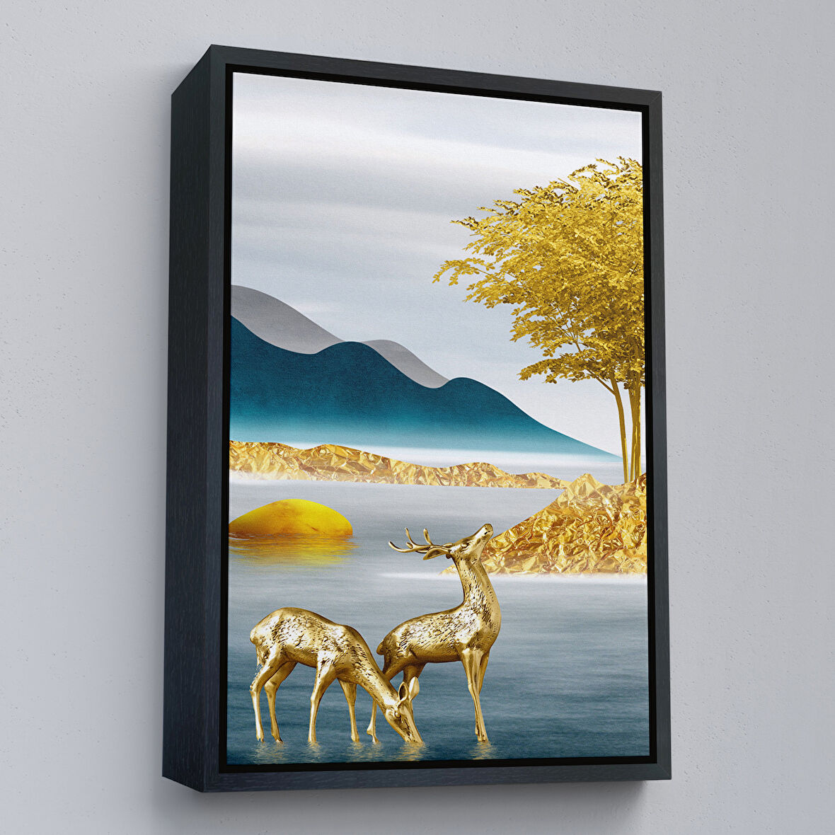 Siyah Çerçeveli Modern Renkli Soyut Tablo