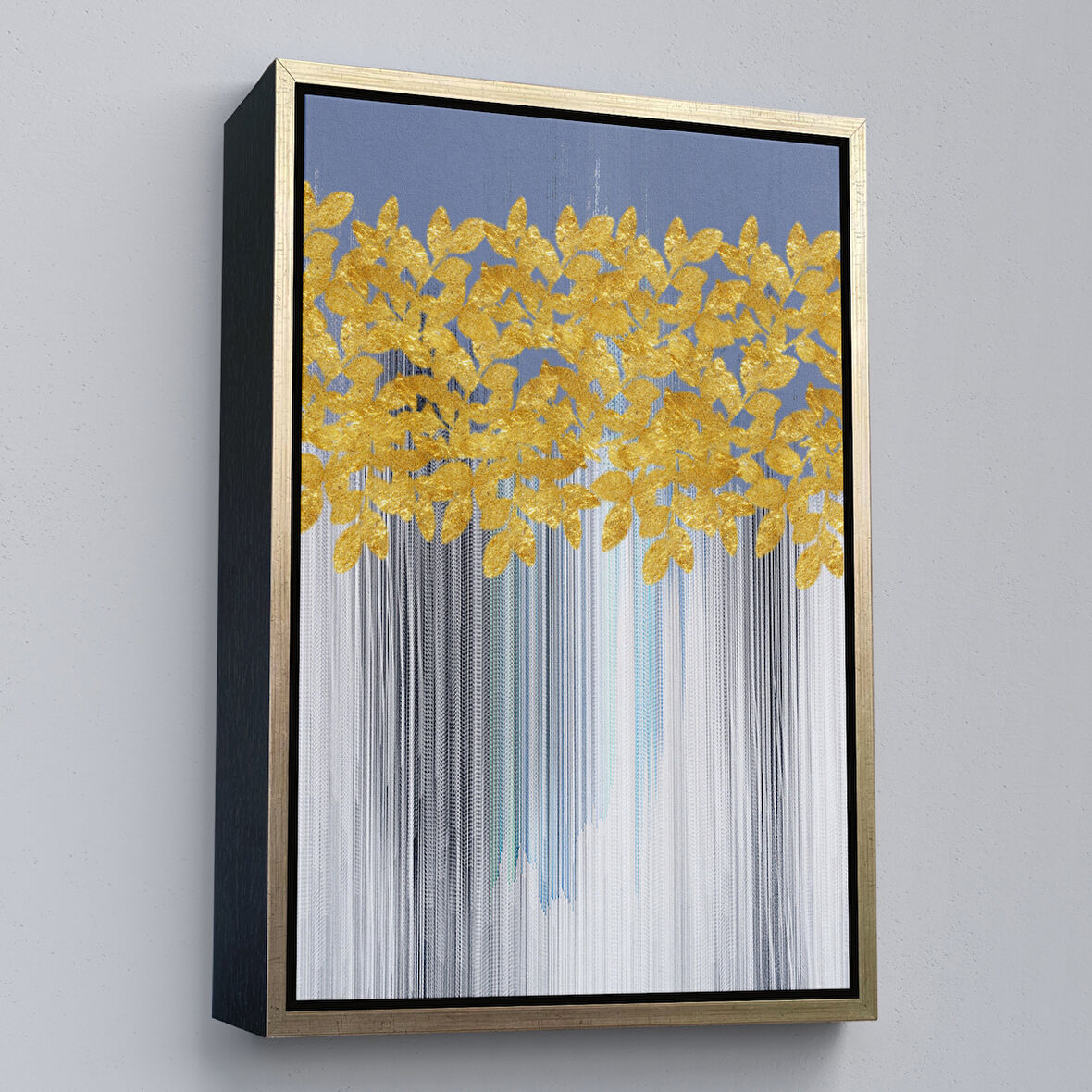 Altın Çerçeveli Modern Altın Soyut Tablosu