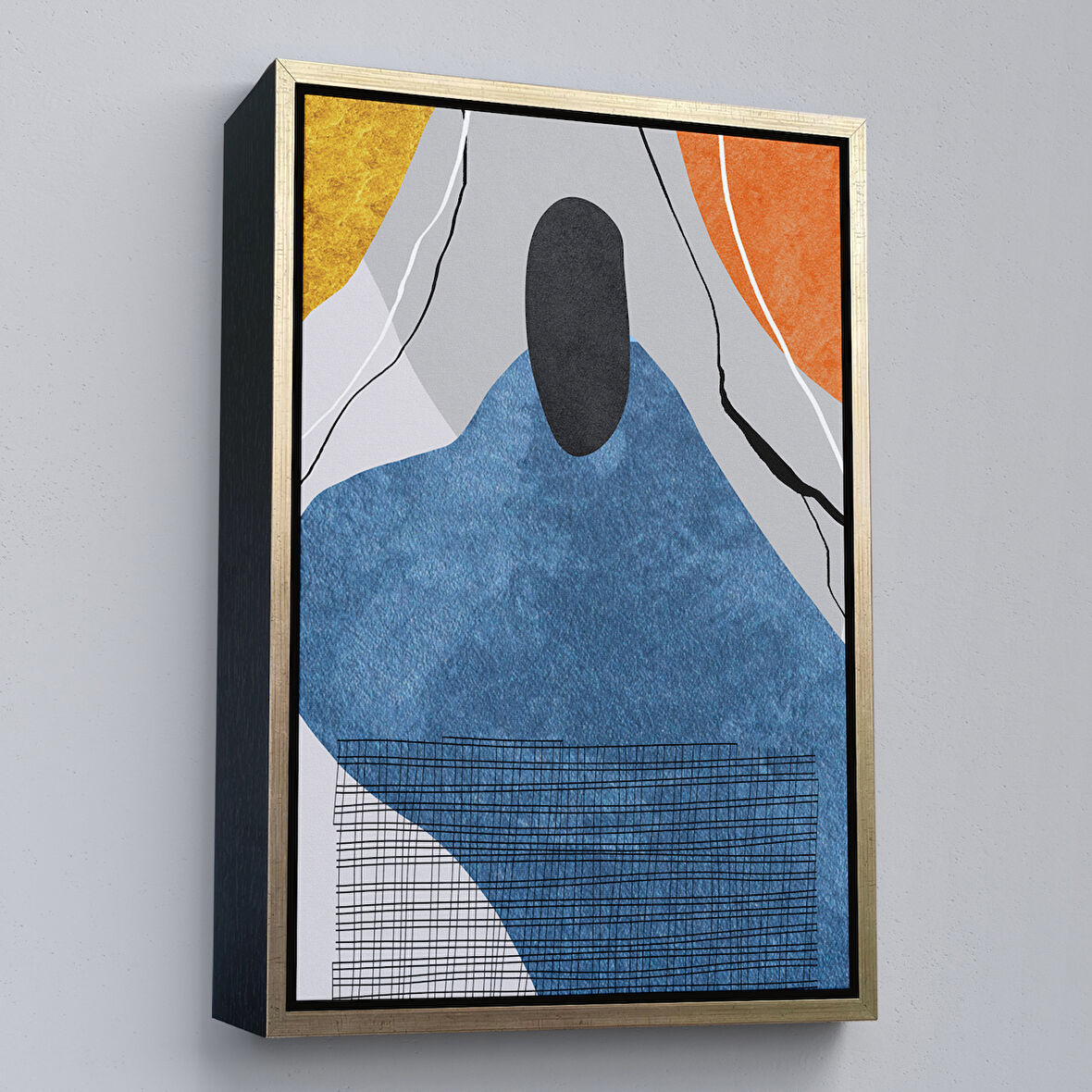 Beyaz Çerçeveli Modern Renkli Soyut Tablo