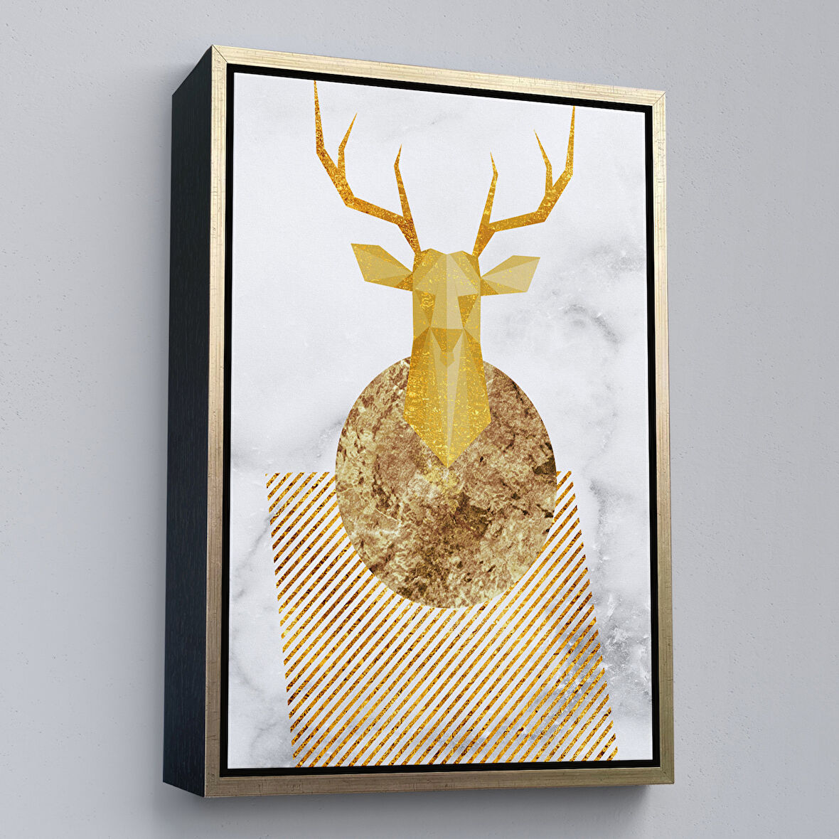 Altın Çerçeveli Modern Altın Soyut Tablosu