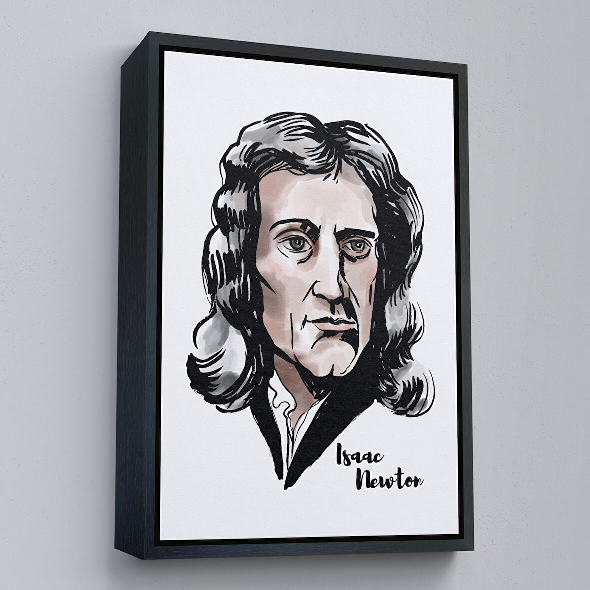 Siyah Çerçeveli Isaac Newton Dekoratif Kanvas Tablo