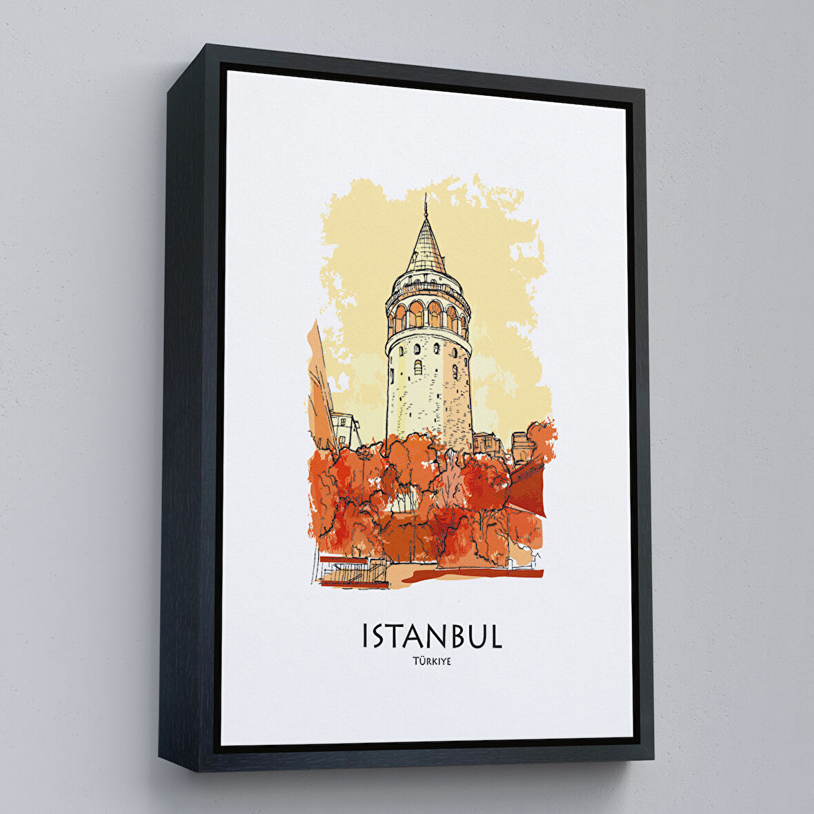 Siyah Çerçeveli Galata Kulesi İstanbul Dekoratif Kanvas Tablo