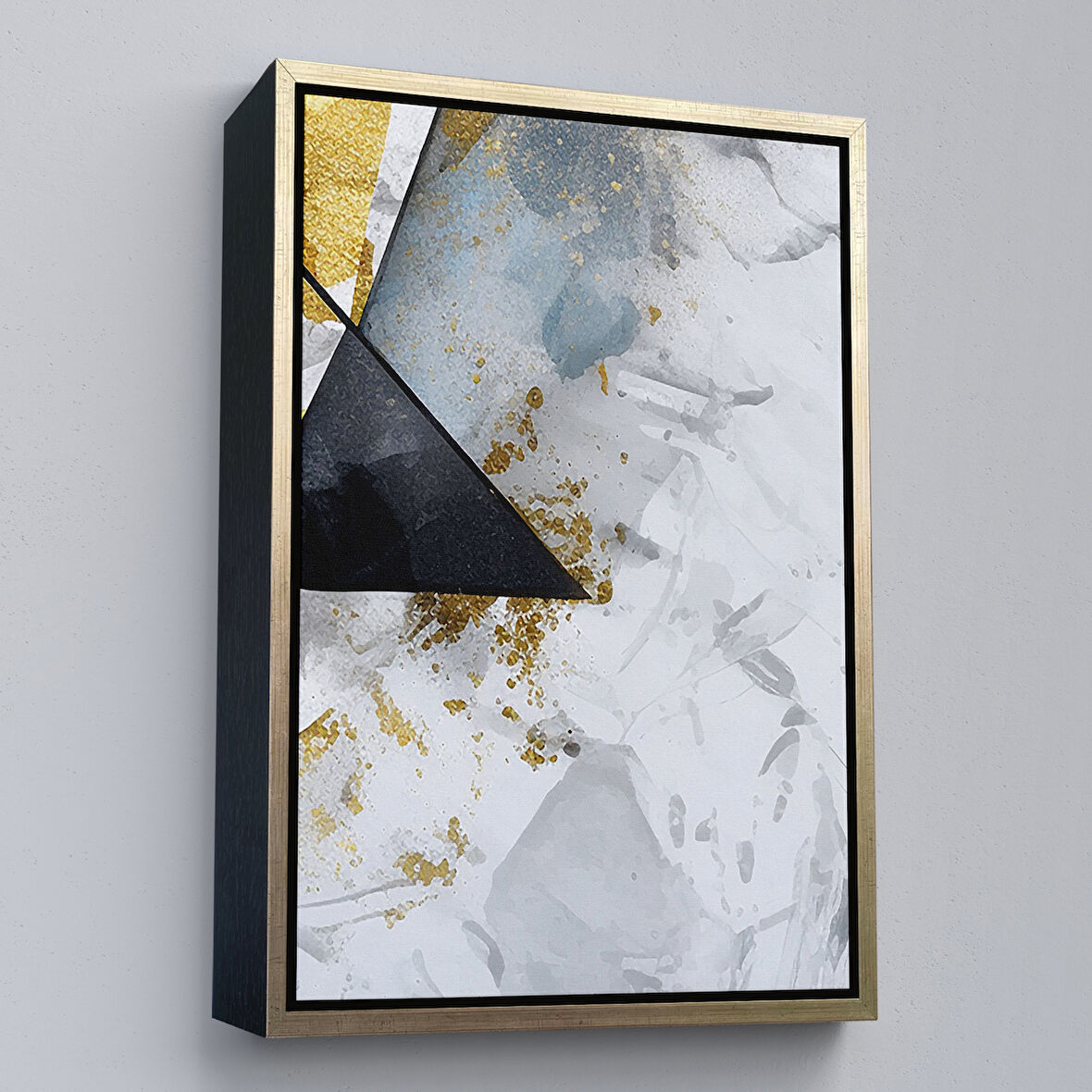 Altın Çerçeveli Modern Renkli Soyut Tablo