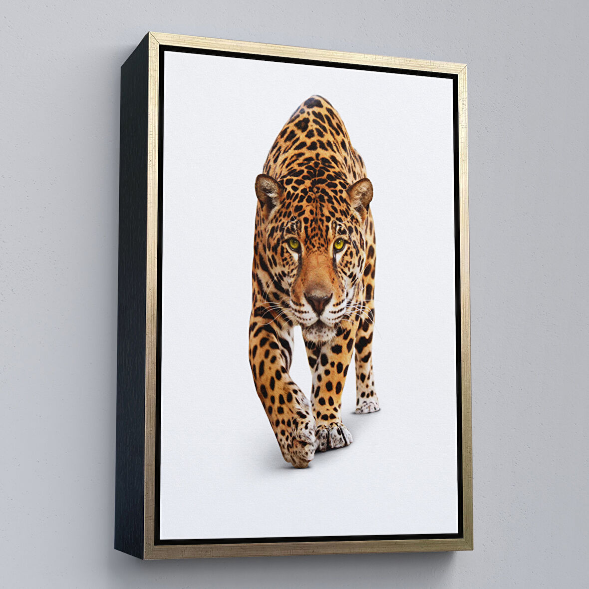 Altın Çerçeveli Vahşi Leopar Tablosu