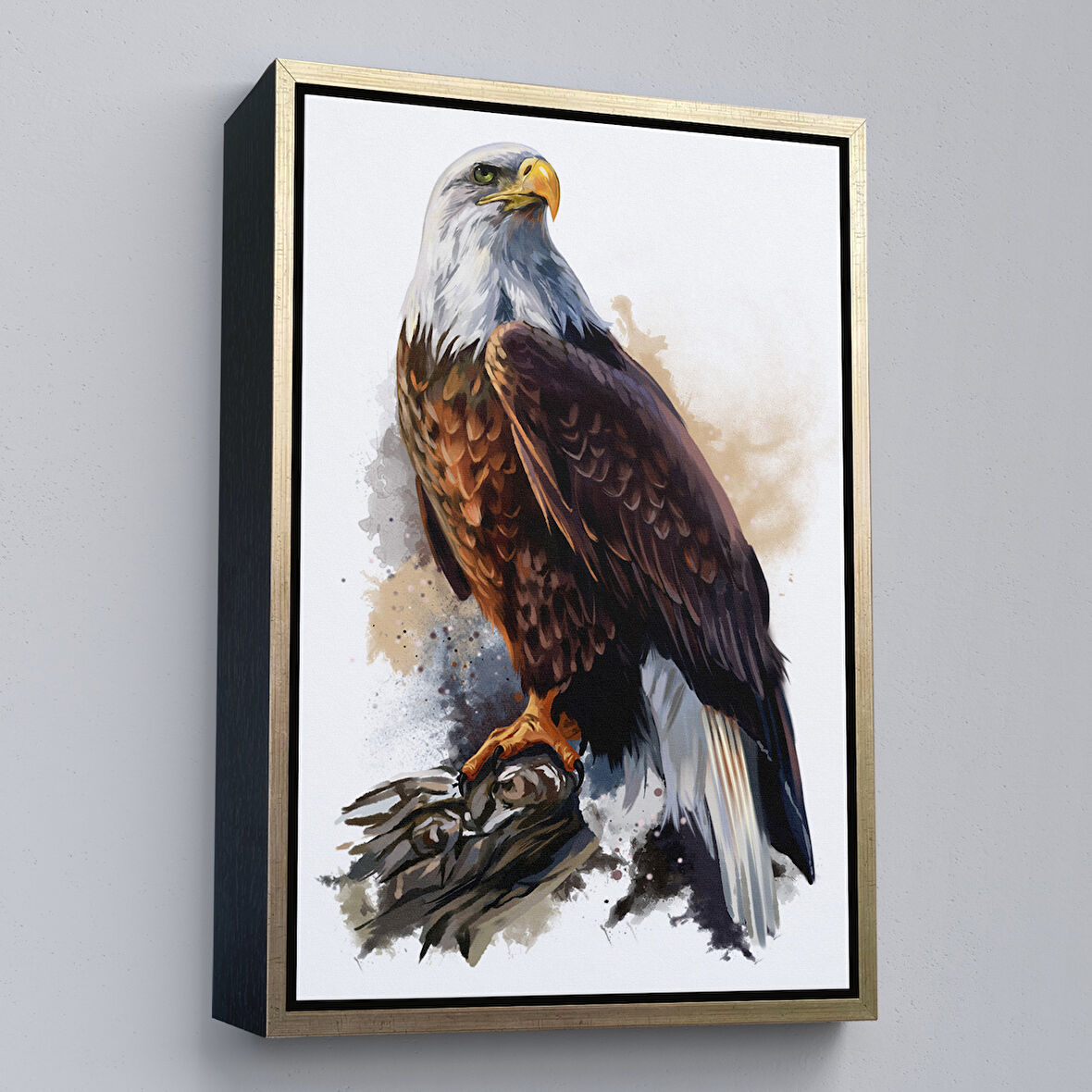 Kahverengi Çerçeveli Kartal Dekoratif Kanvas Tablo