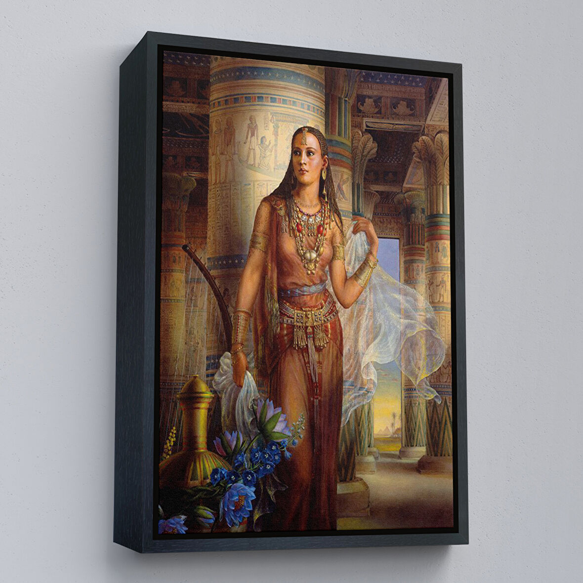 Siyah Çerçeveli Kinuko Yamabe Craft Mısırlı Kadın Çalışması Kanvas Tablo