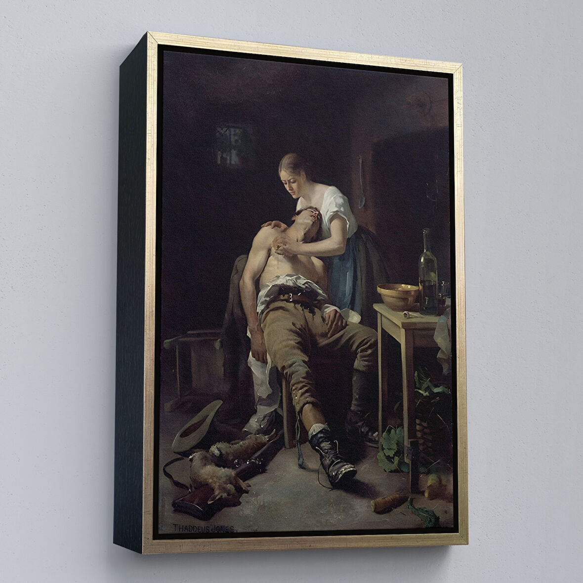 Altın Çerçeveli Henry Jones Thaddeus Yaralı Kaçak Avcı (1881) Duvar Tablosu