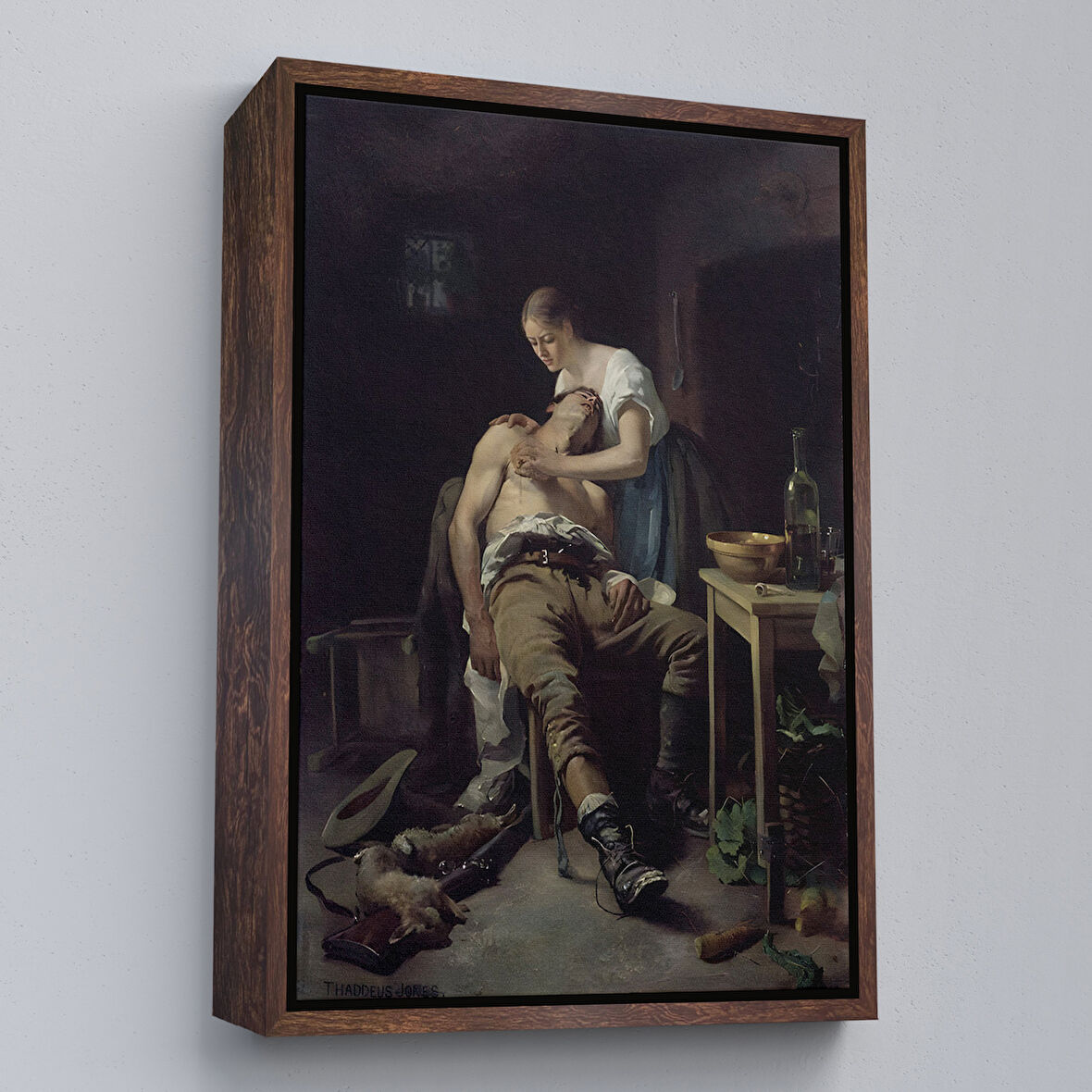 Kahverengi Çerçeveli Henry Jones Thaddeus Yaralı Kaçak Avcı (1881) Duvar Tablosu