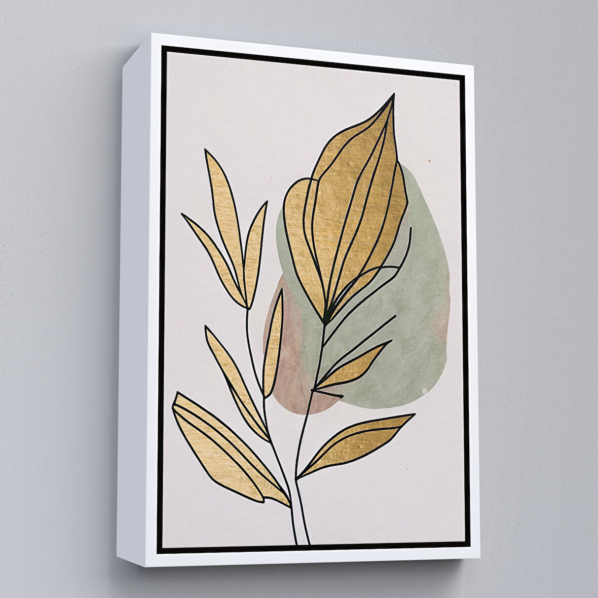 Beyaz Çerçeveli Soyut Dallar Tablosu