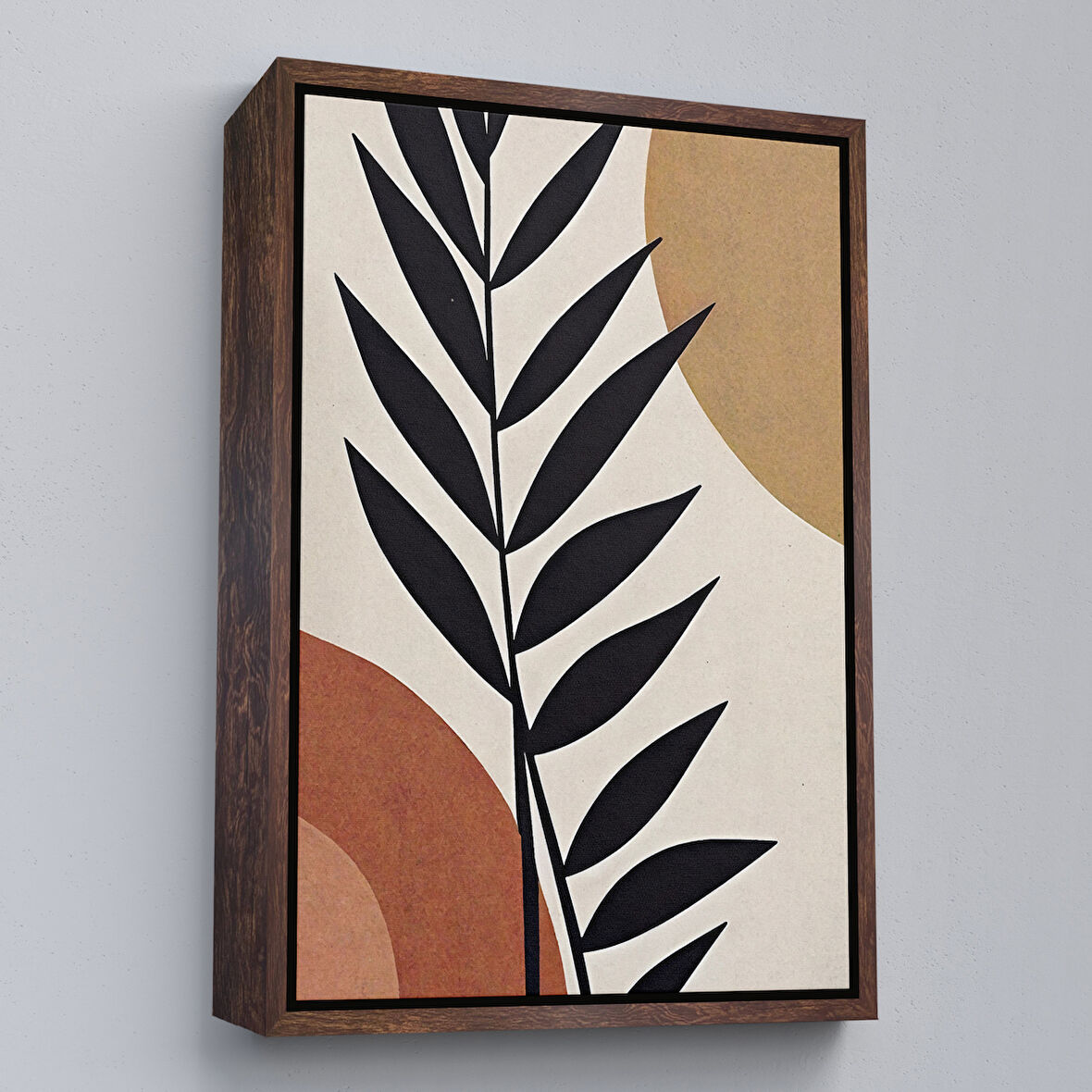 Kahverengi Çerçeveli Soyut Dallar Tablosu