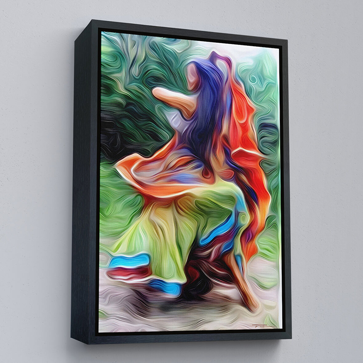 Siyah Çerçeveli Renkli Kıyafeti İle Samba Yapan Kadın Duvar Tablosu