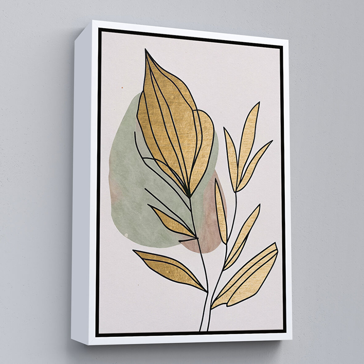 Beyaz Çerçeveli Soyut Dallar Tablosu