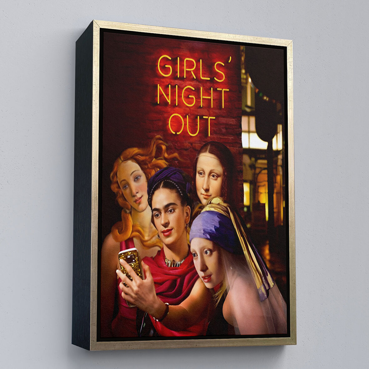 Altın Çerçeveli Kızlar Gecesi, Girls Night Out, Dekoratif Duvar Tablosu