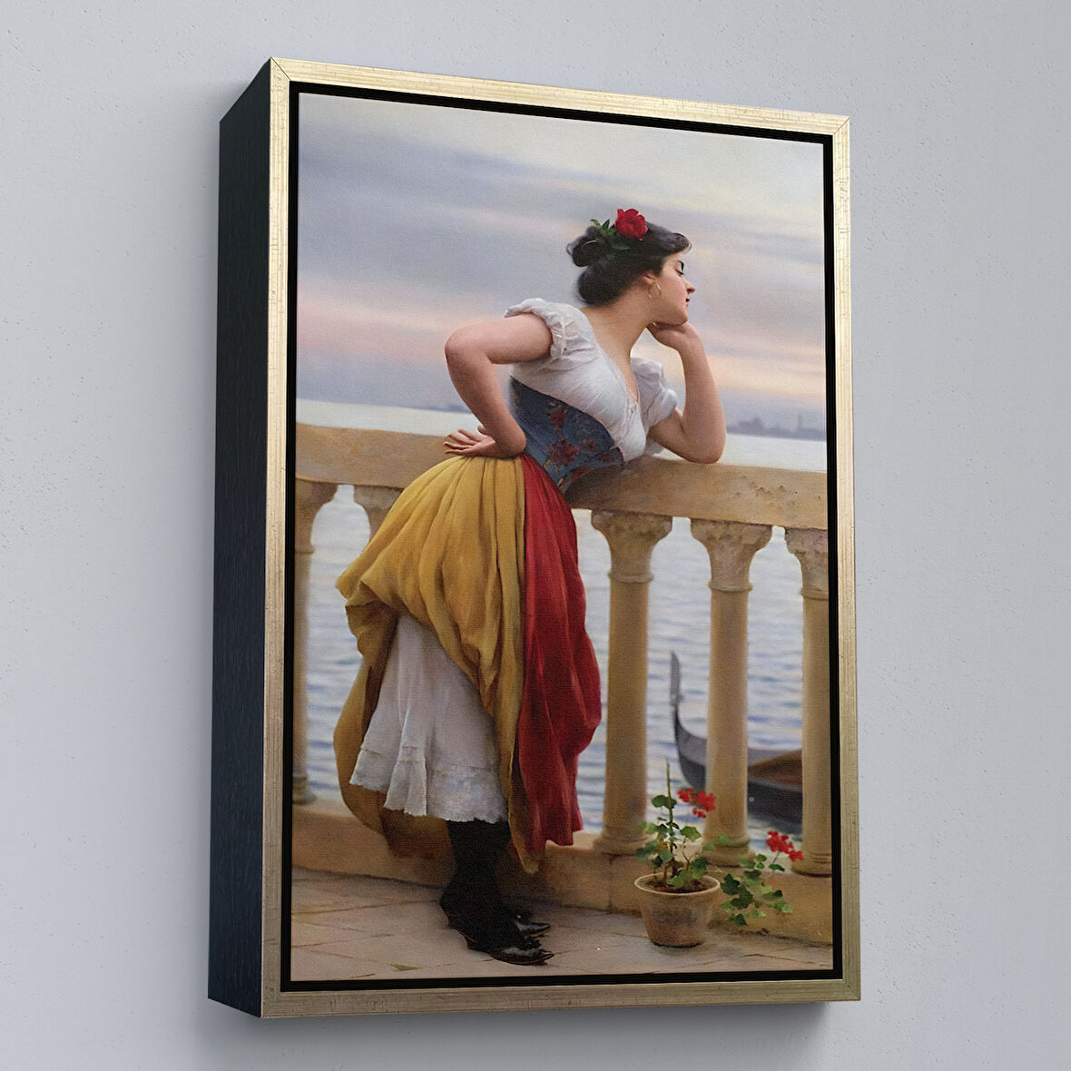 Altın Çerçeveli Eugen von Blaas ın Bekleyiş İsimli Eseri Duvar Tablosu