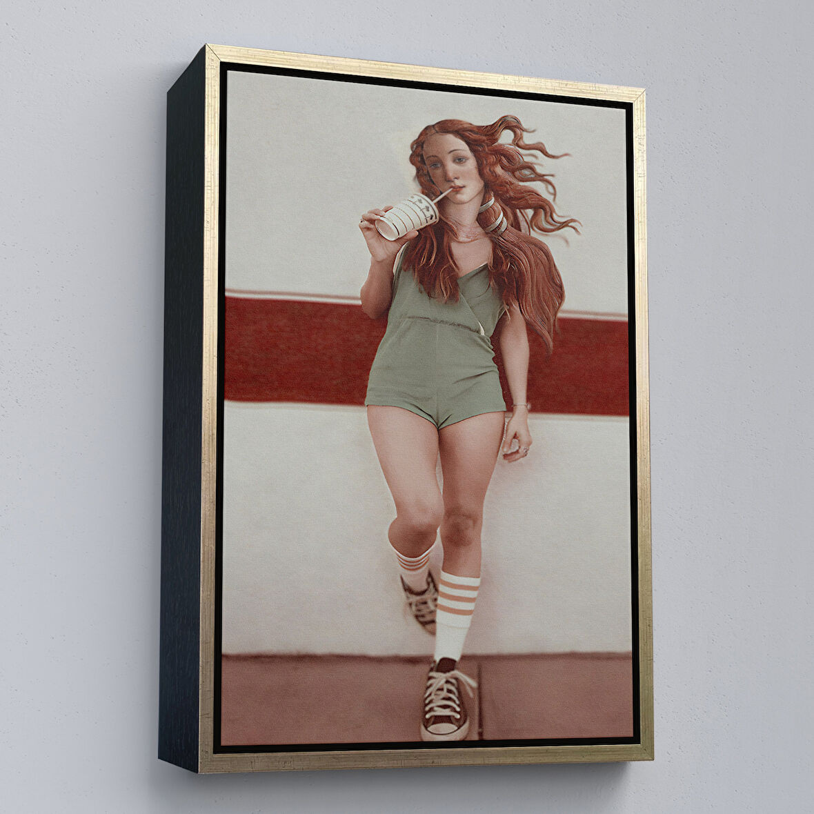 Altın Çerçeveli Günümüz Modern Venüsü Dekoratif Duvar Tablosu