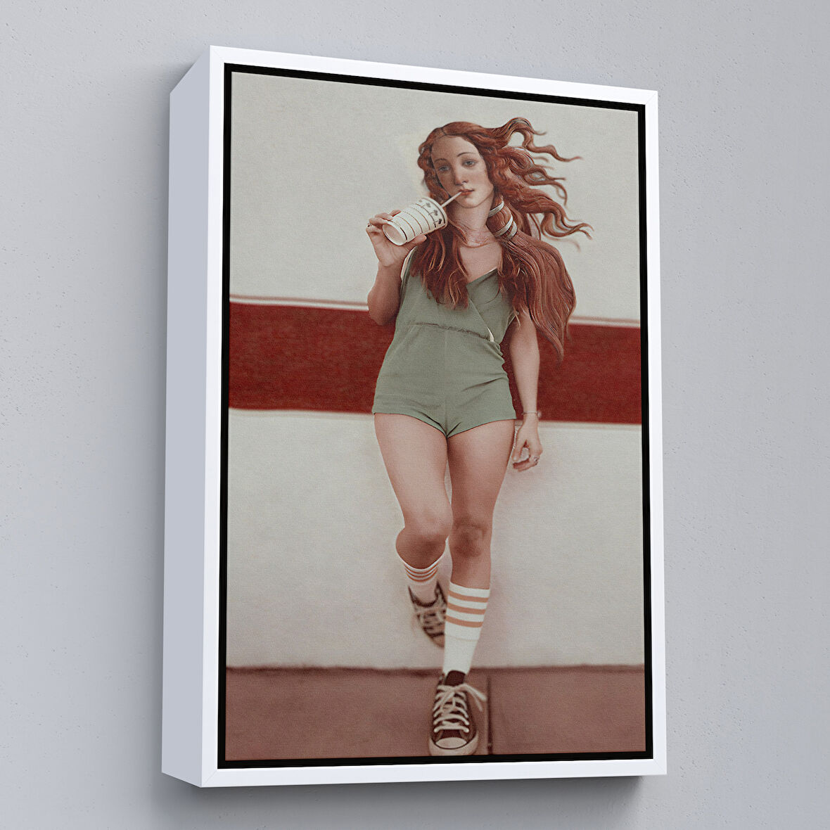 Beyaz Çerçeveli Günümüz Modern Venüsü Dekoratif Duvar Tablosu