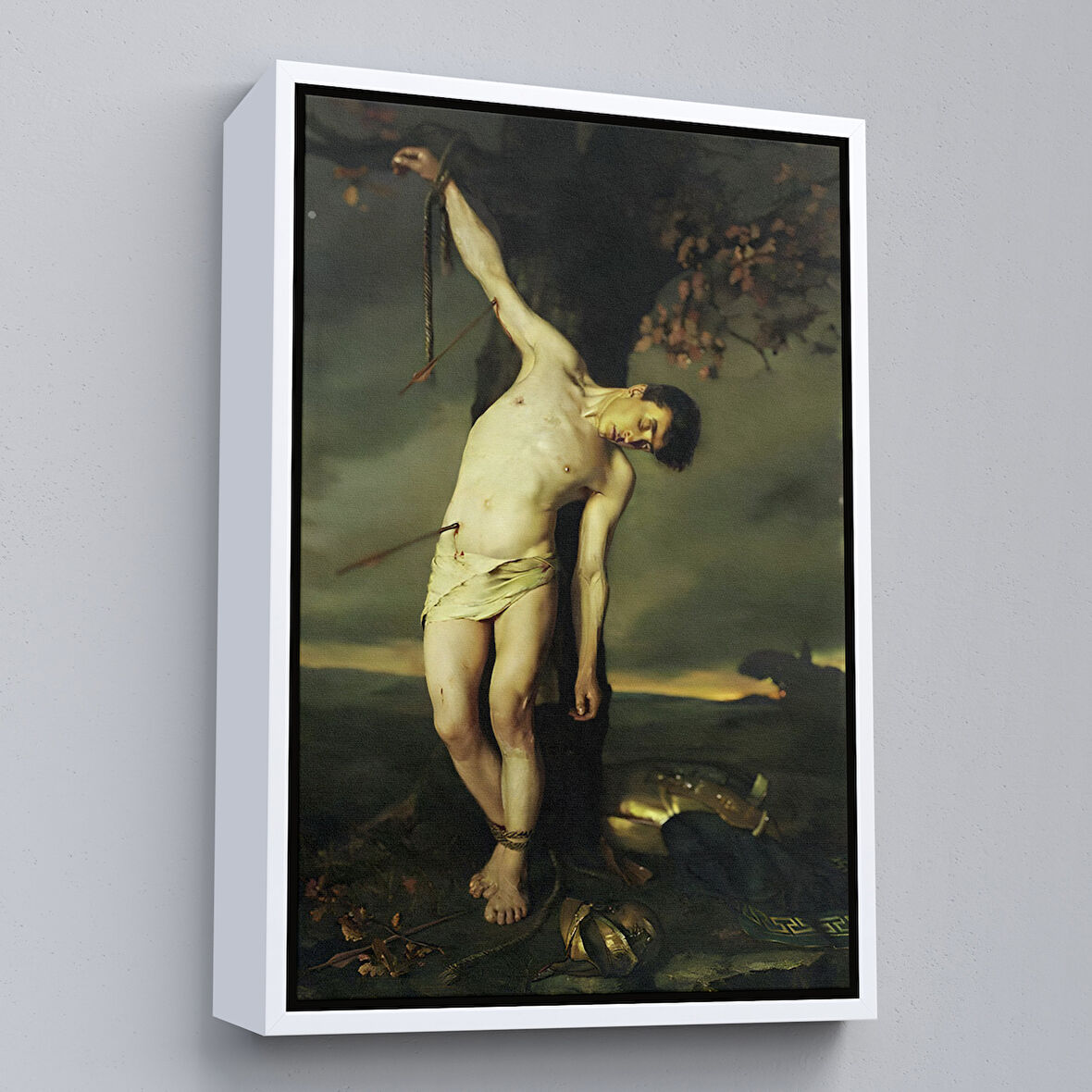 Beyaz Çerçeveli Dağ Manzarası Dekoratif Duvar Tablosu