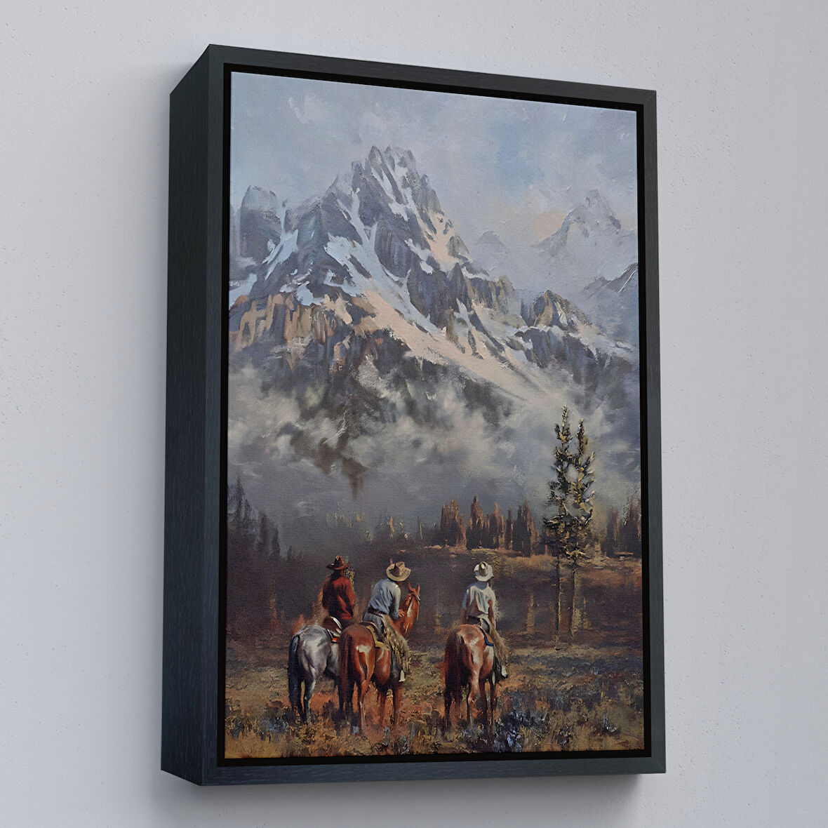 Siyah Çerçeveli Amerikalı Kovboylar Dekoratif Duvar Tablosu