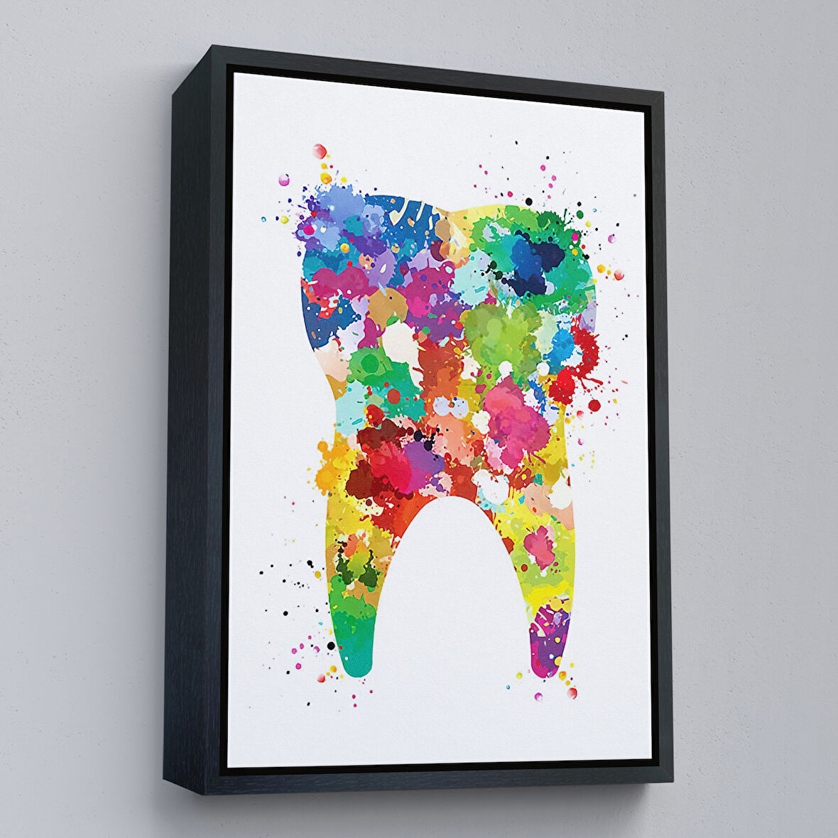 Siyah Çerçeveli Renkli Diş, Diş Hekimi Duvar Tablosu