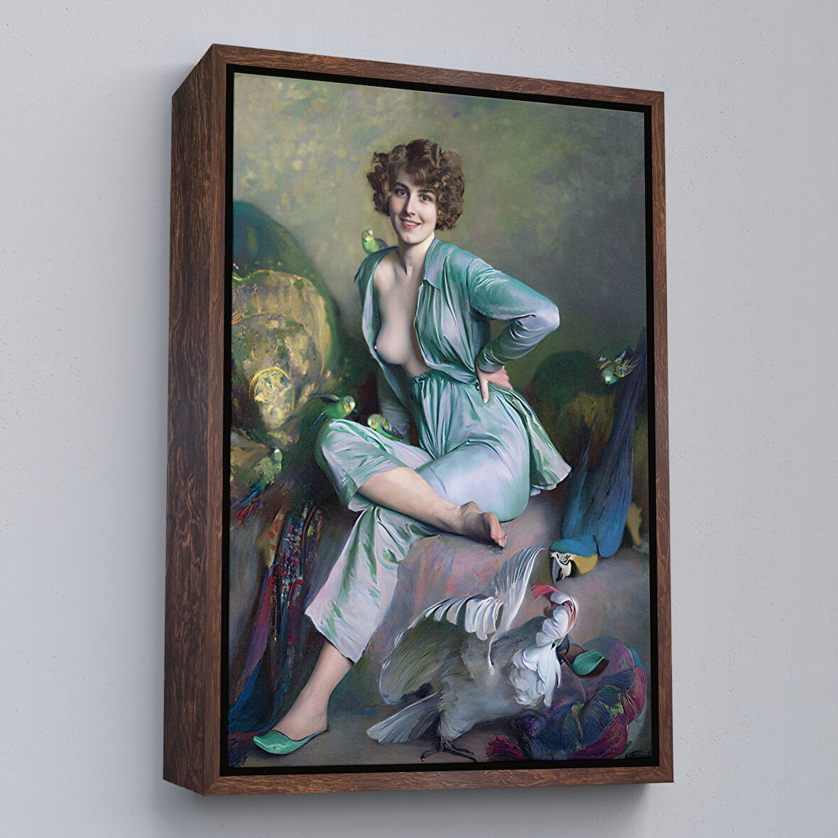 Kahverengi Çerçeveli Emile Friant'in Tanıdık Kuşlar İsimli Eseri Duvar Tablosu Familiar Birds