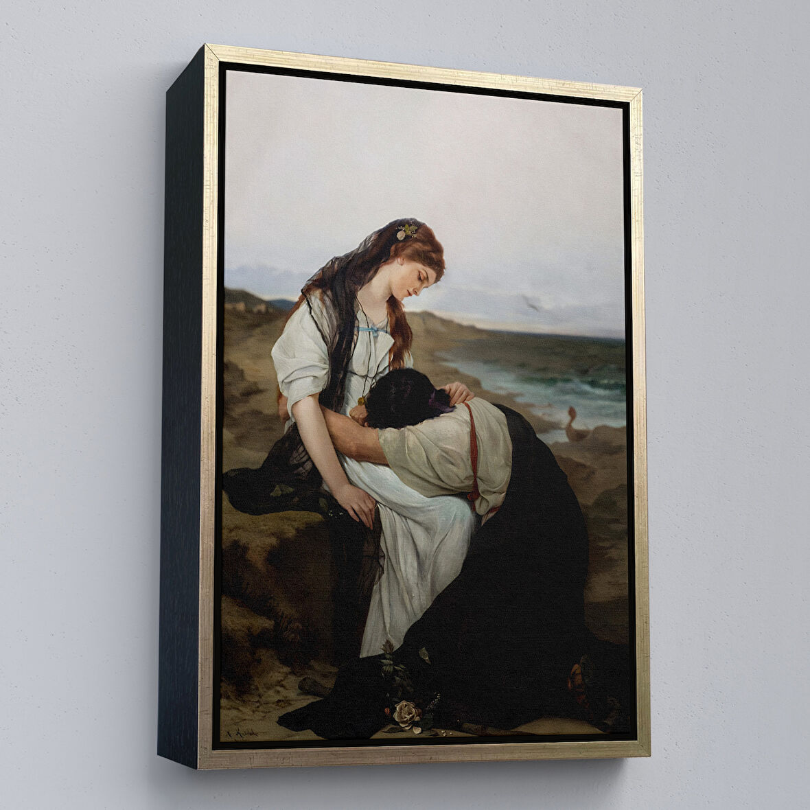 Altın Çerçeveli Hanus Knöchel'in Deniz Kıyısında İsimli Eseri Tablosu, On the Seashore