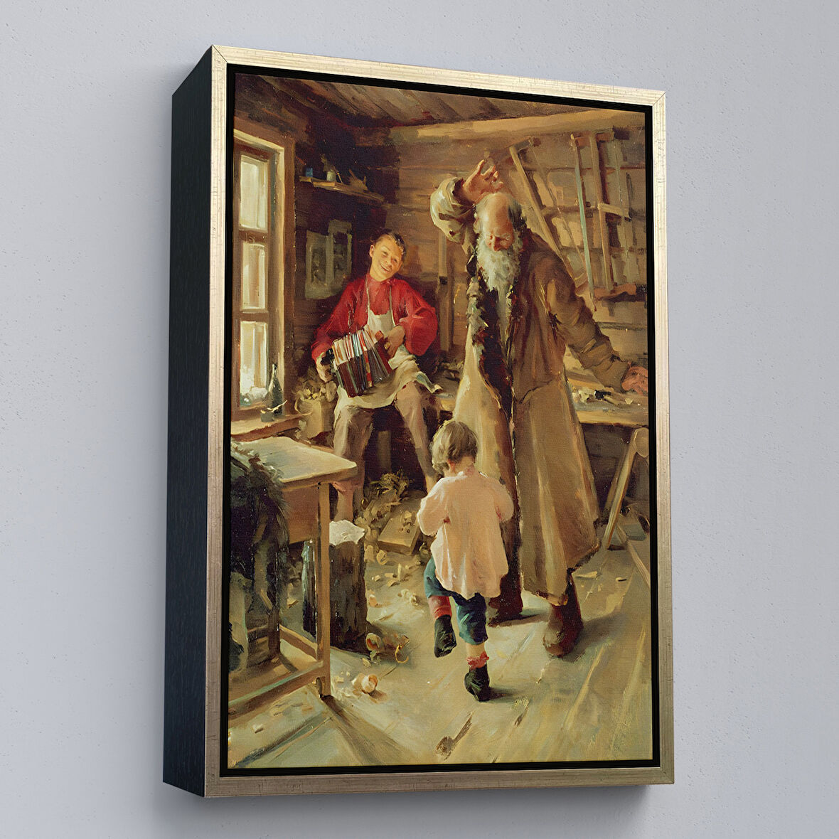 Altın Çerçeveli Mutlu Bir An Tablosu