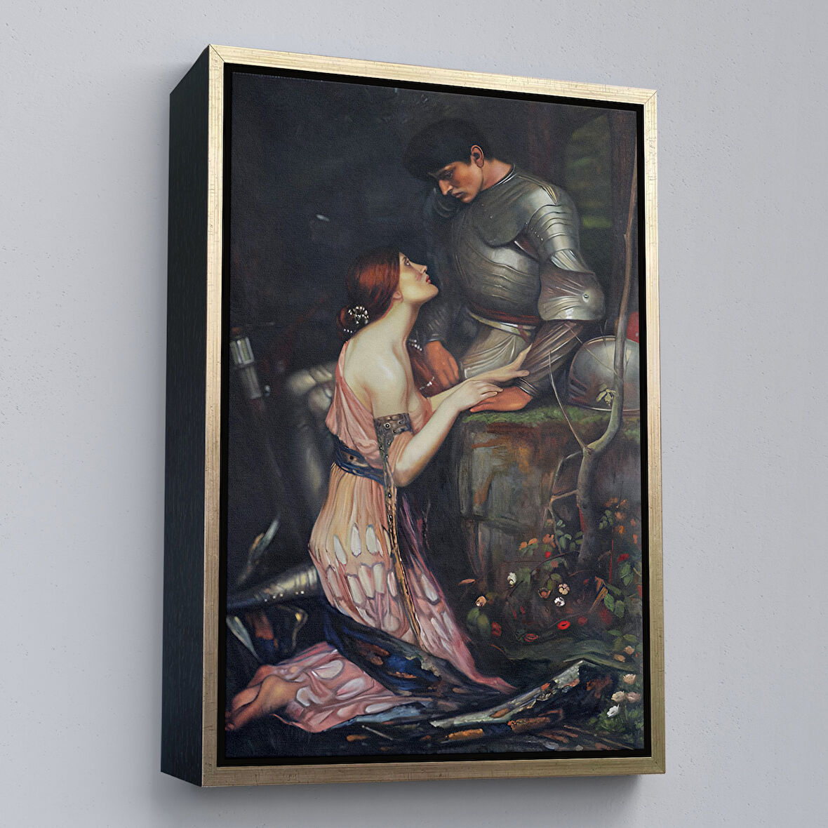 Altın Çerçeveli John William Waterhouse'un Lamia ve Şövalyesi Orenco Kanaviçe Tablosu