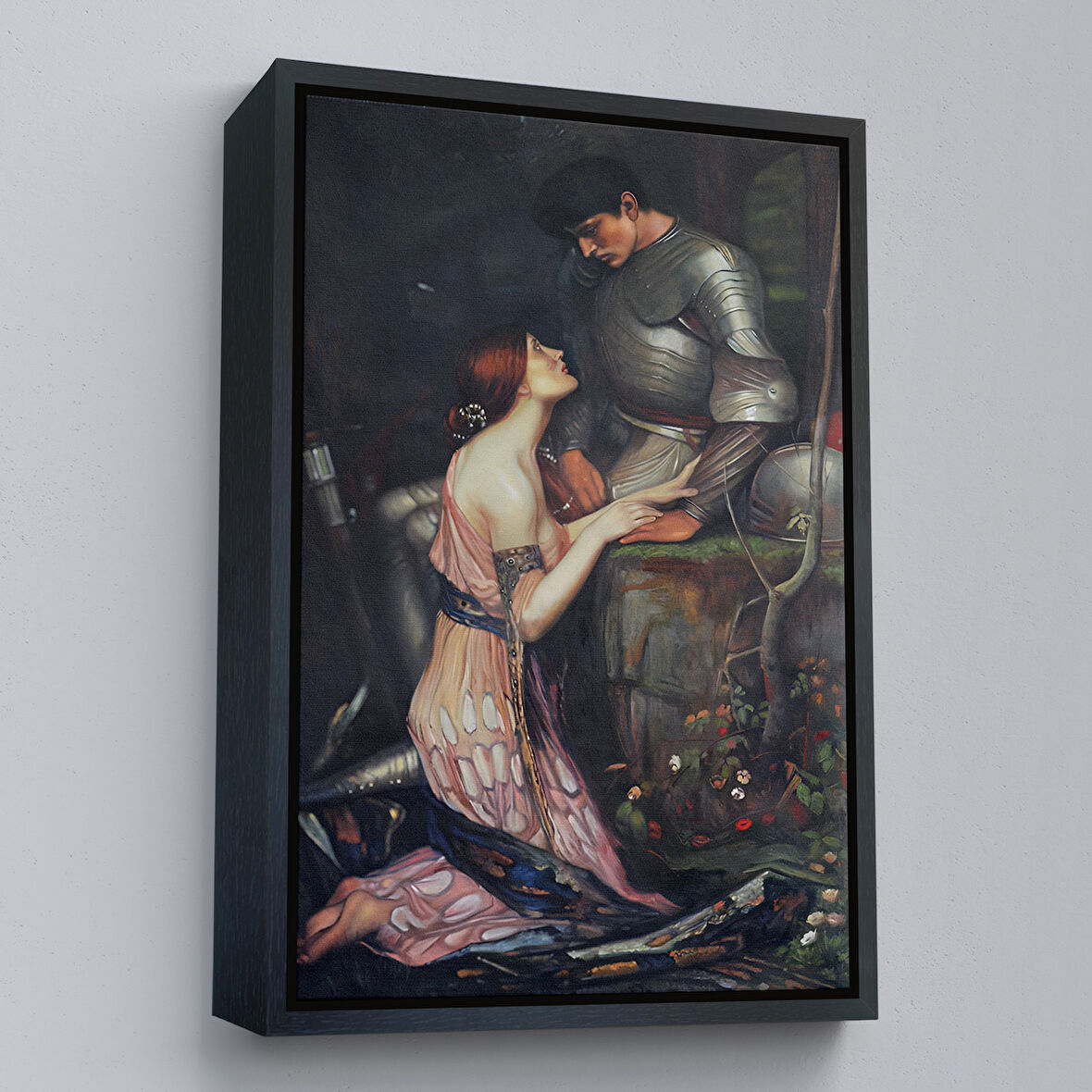 Siyah Çerçeveli John William Waterhouse'un Lamia ve Şövalyesi Orenco Kanaviçe Tablosu