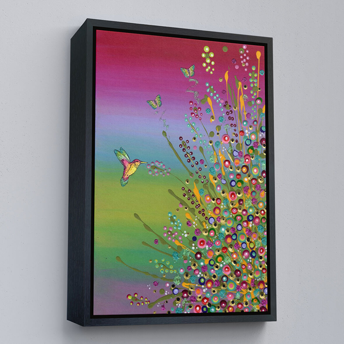 Siyah Çerçeveli Gizli Bahçe Dekoatif Duvar Tablosu