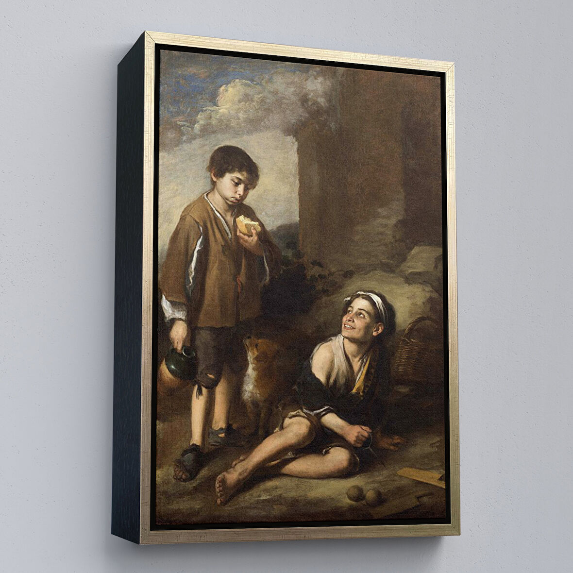 Altın Çerçeveli Bartolomé Esteban Murillo'nun Argolla Oyununa Davet Tablosu