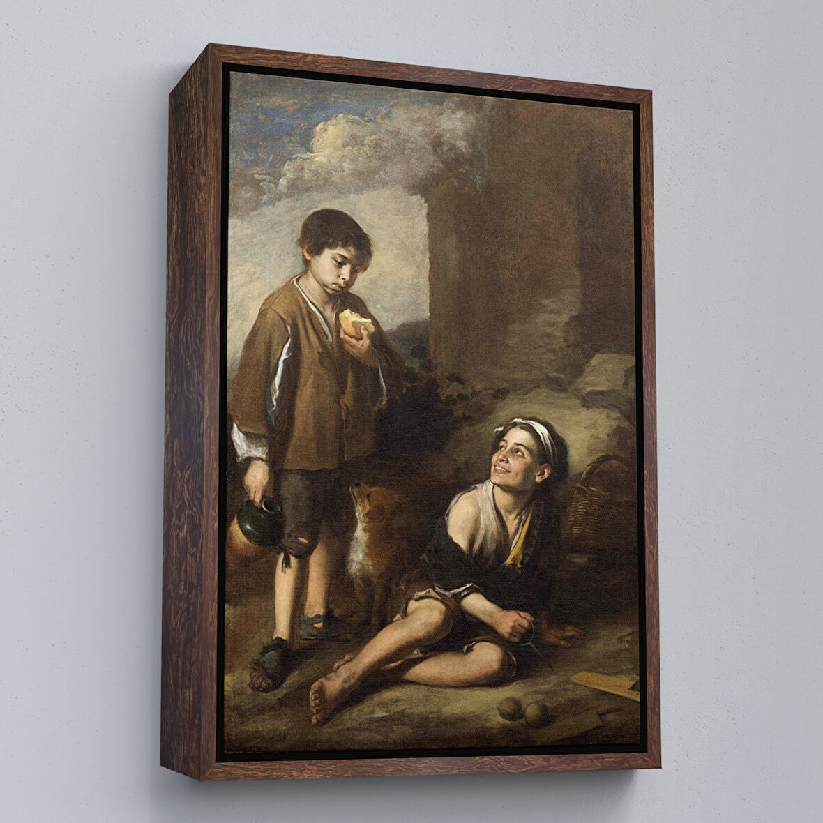 Kahverengi Çerçeveli Bartolomé Esteban Murillo'nun Argolla Oyununa Davet Tablosu