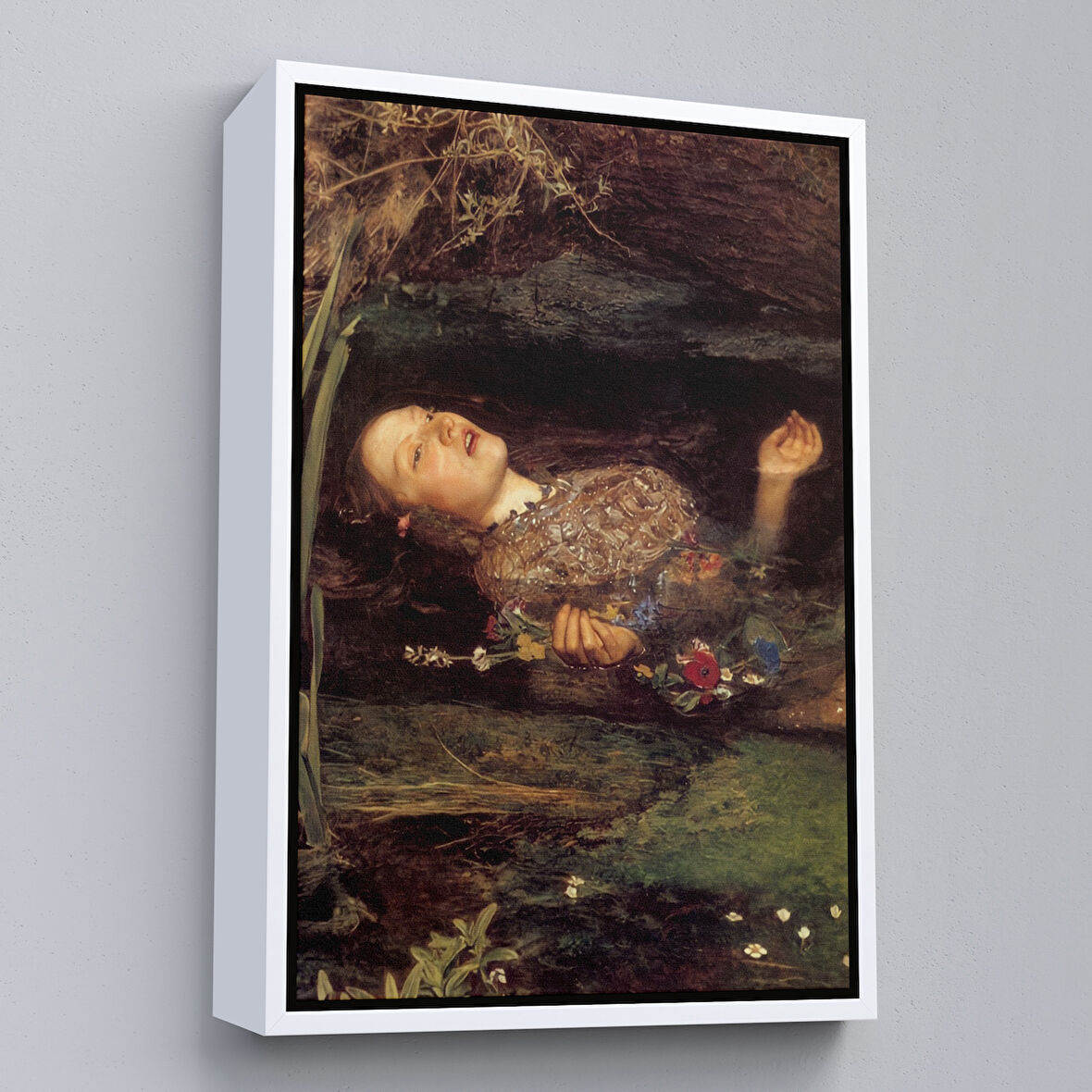 Beyaz Çerçeveli Shakespeare'in Ophelia'sı Hamlet Dekoratif Duvar Tablosu
