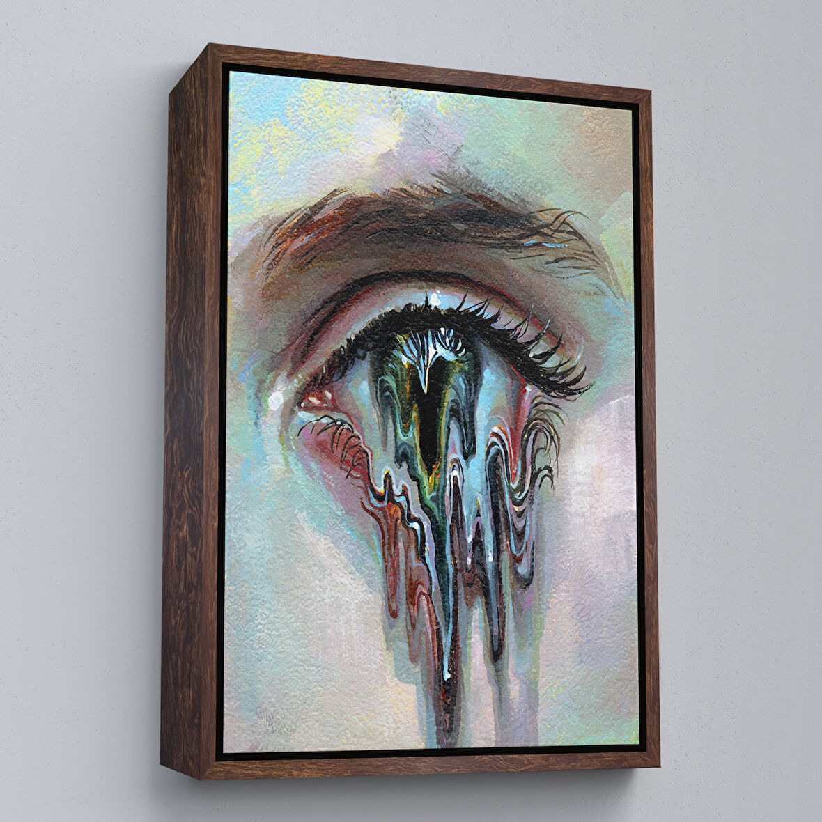 Kahverengi Çerçeveli Gözü Akan Kadın Dekoratif Tablo