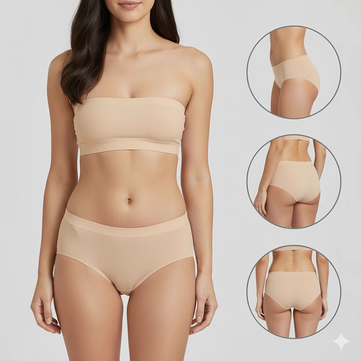 Kadın 3’lü Paket İz Yapmaz Külot – Lazer Kesim, Beli Lastikli, (Siyah / Beyaz / Ten)