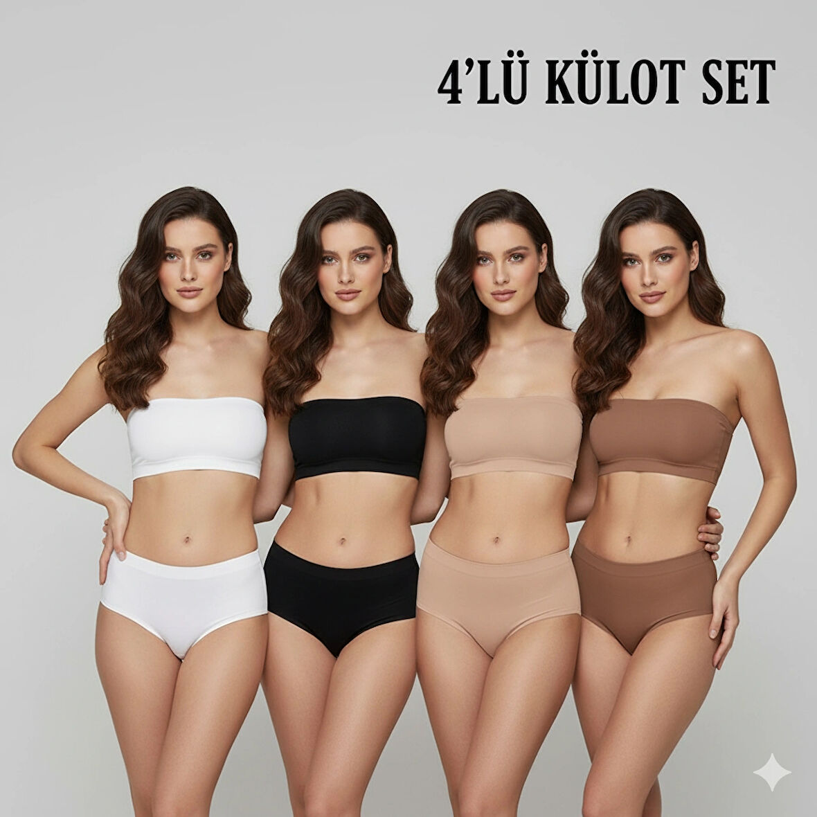 Kadın 4’lü Paket İz Yapmaz Külot – Lazer Kesim, Beli Lastikli