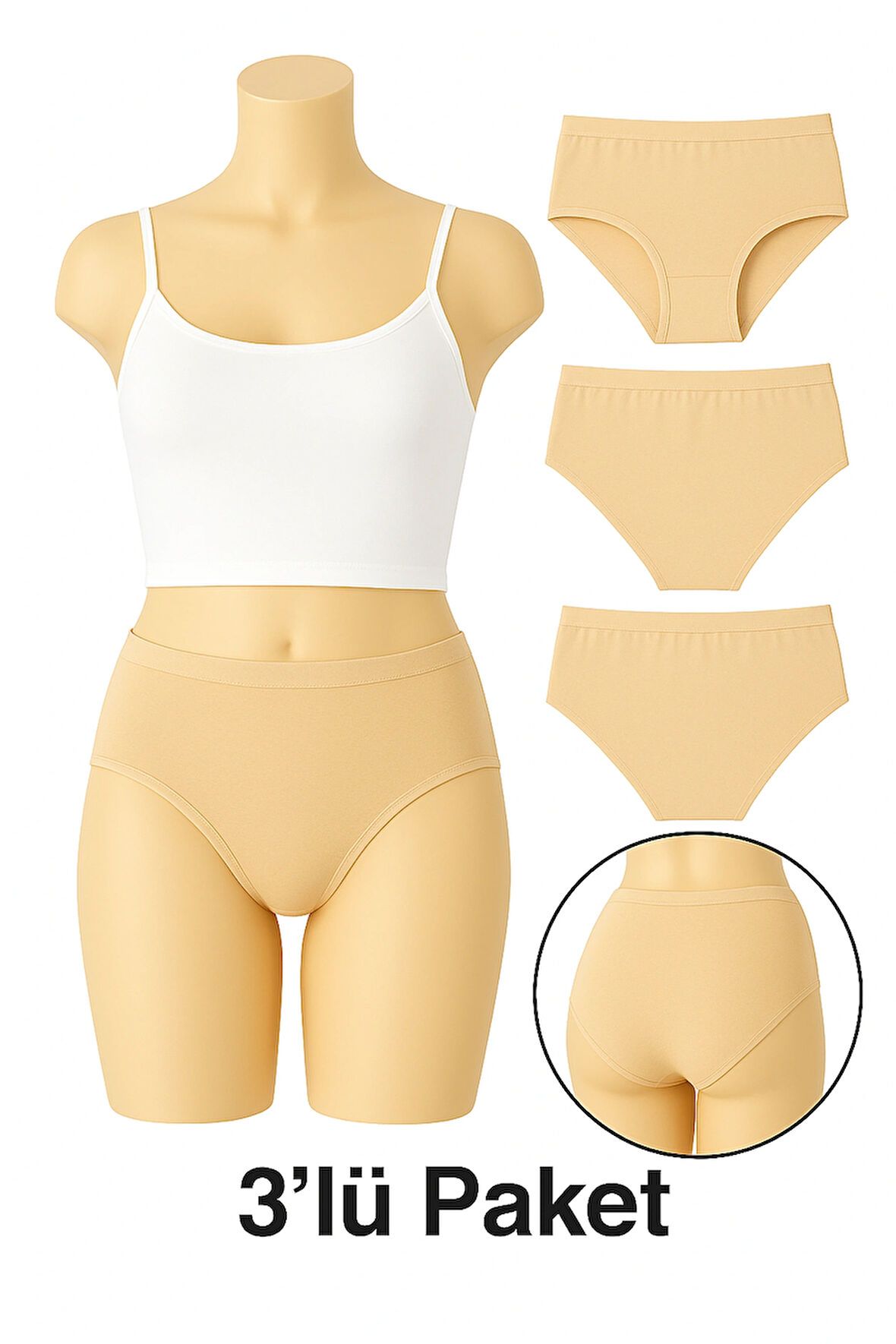 3’lü Paket Kadın Yüksek Bel Toparlayıcı Bato Külot – Ultra Yumuşak Pamuklu Kumaş