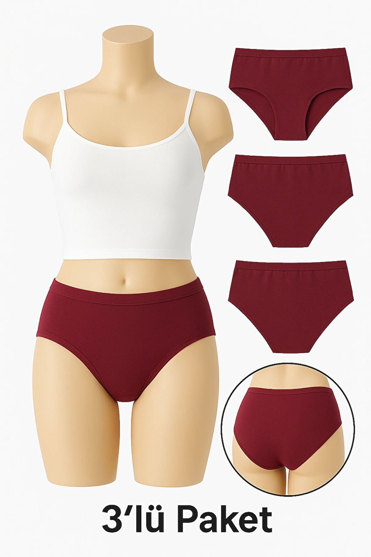 3’lü Paket Kadın Yüksek Bel Toparlayıcı Bato Külot – Ultra Yumuşak Pamuklu Kumaş